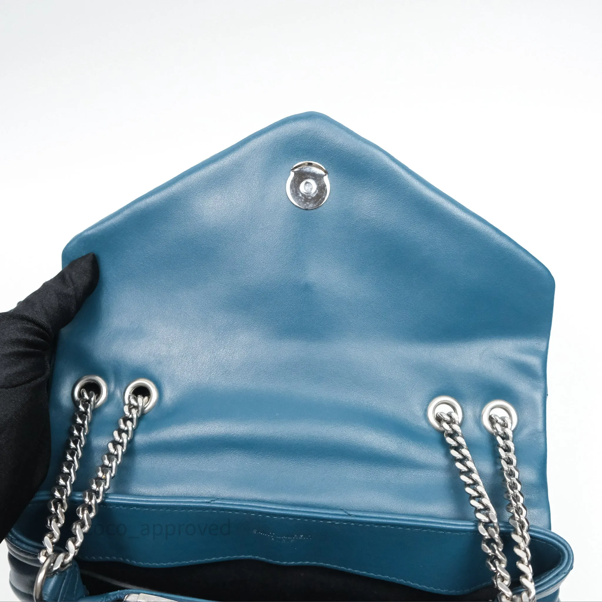 Saint Laurent Loulou Small Flap Bag Turquoise Blue Ruthenum Hardware