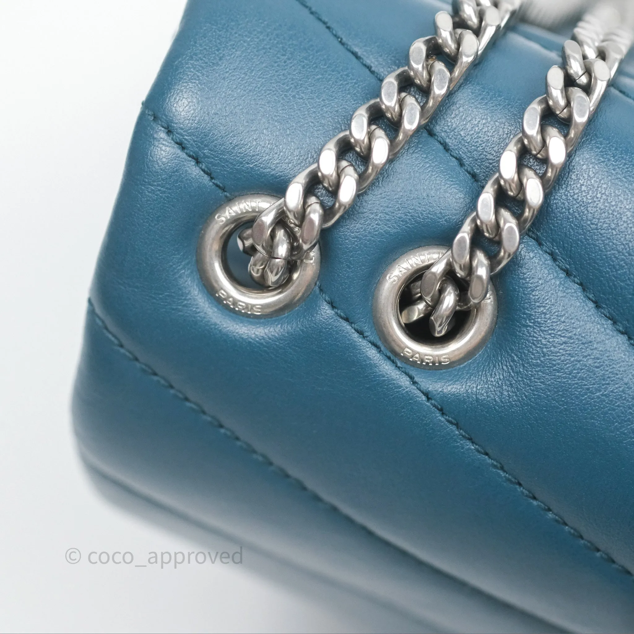 Saint Laurent Loulou Small Flap Bag Turquoise Blue Ruthenum Hardware