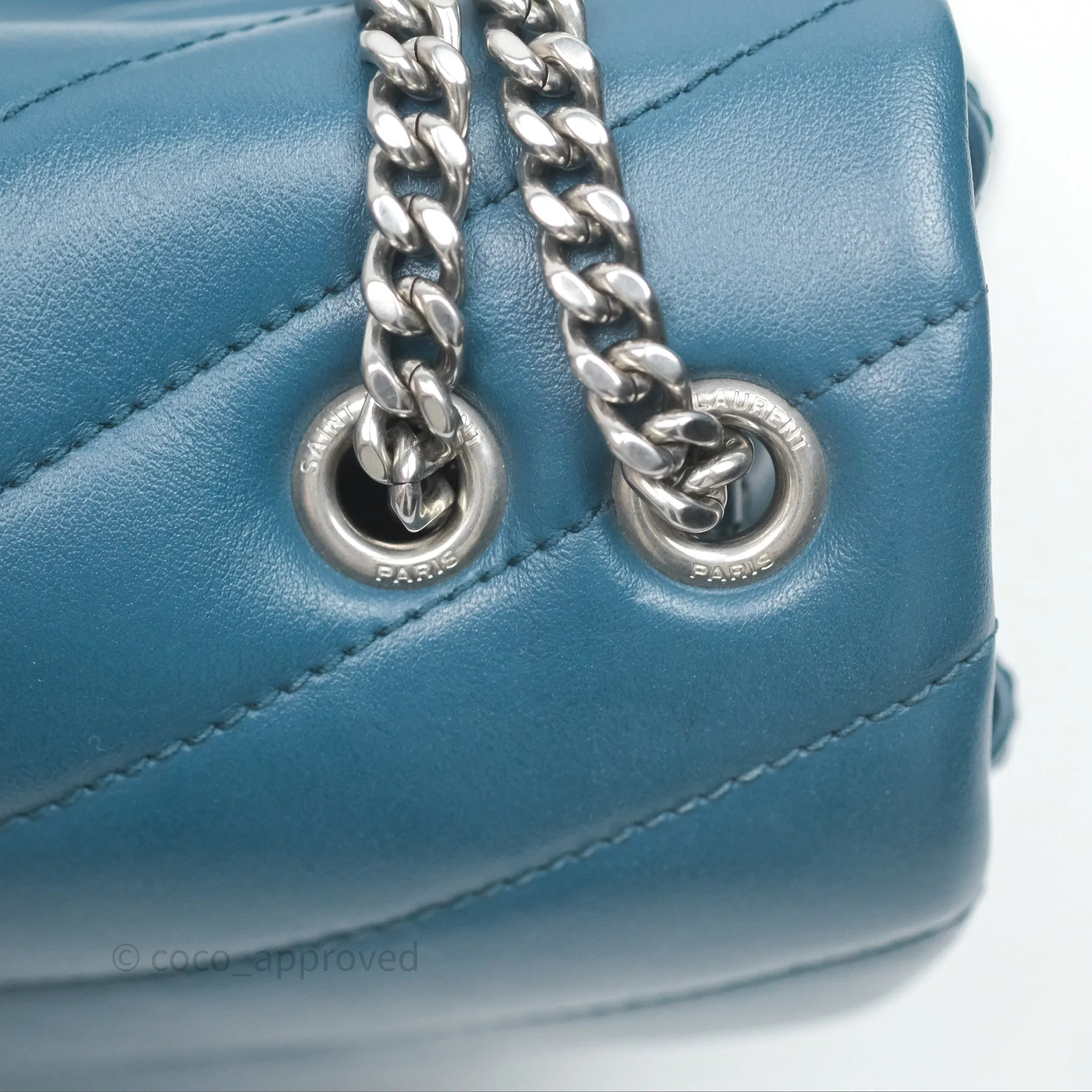 Saint Laurent Loulou Small Flap Bag Turquoise Blue Ruthenum Hardware