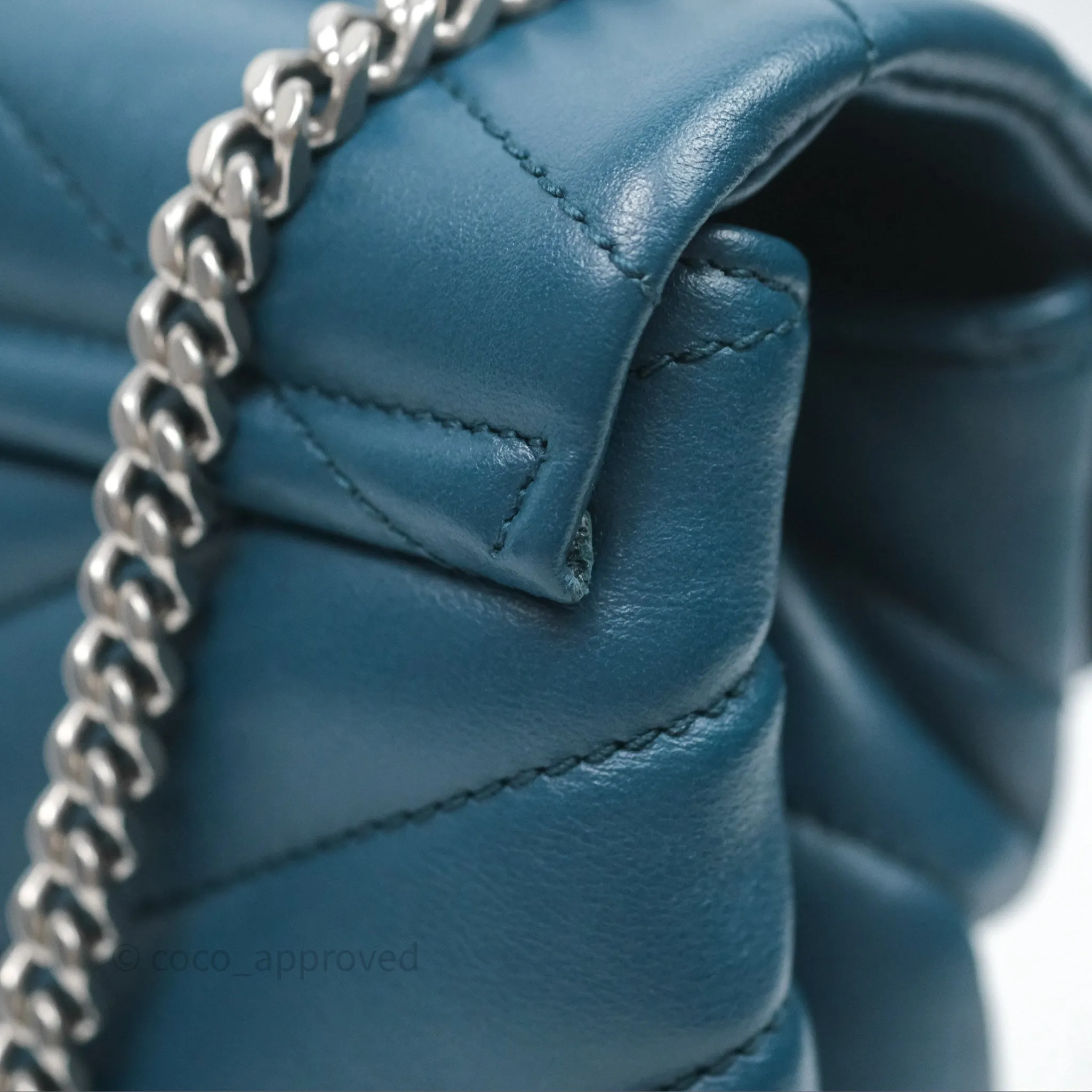 Saint Laurent Loulou Small Flap Bag Turquoise Blue Ruthenum Hardware