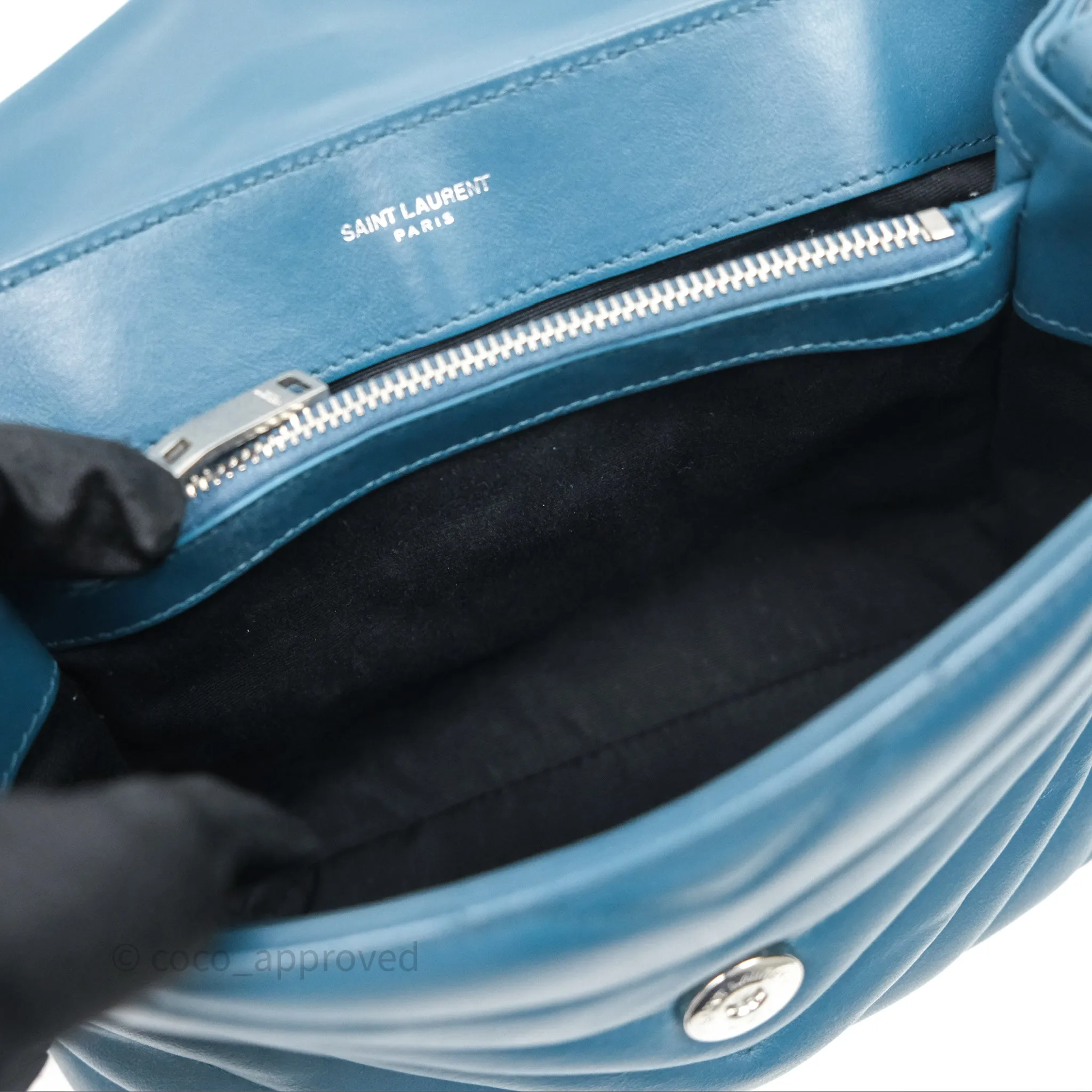 Saint Laurent Loulou Small Flap Bag Turquoise Blue Ruthenum Hardware
