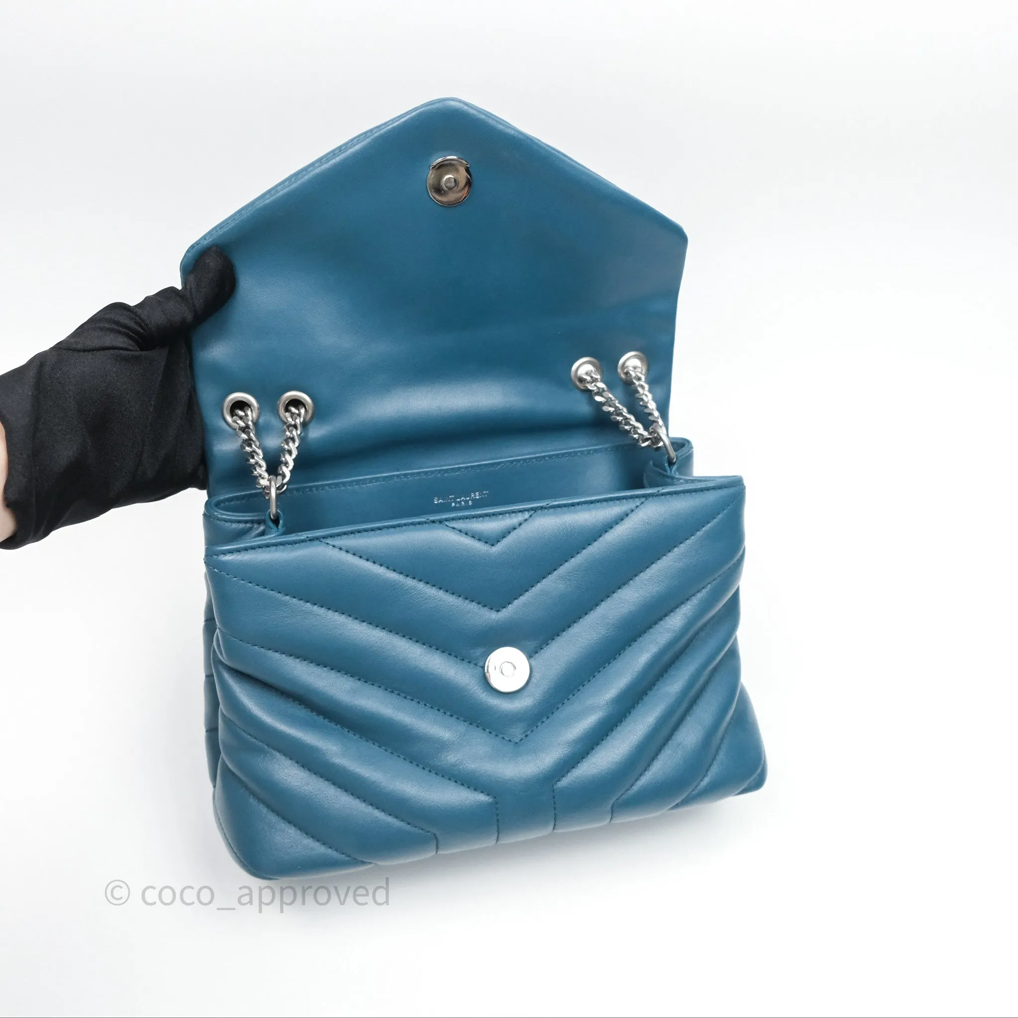 Saint Laurent Loulou Small Flap Bag Turquoise Blue Ruthenum Hardware