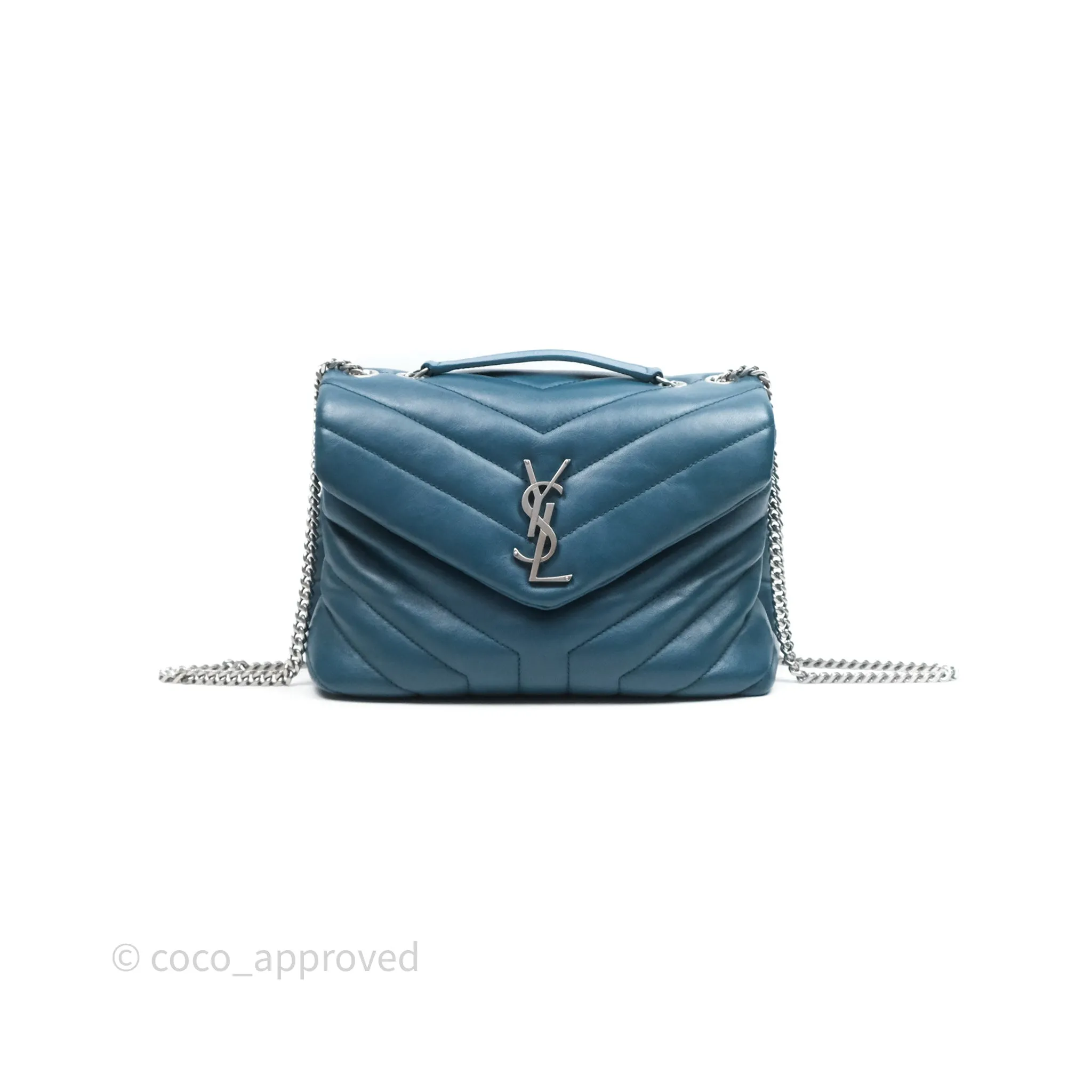 Saint Laurent Loulou Small Flap Bag Turquoise Blue Ruthenum Hardware