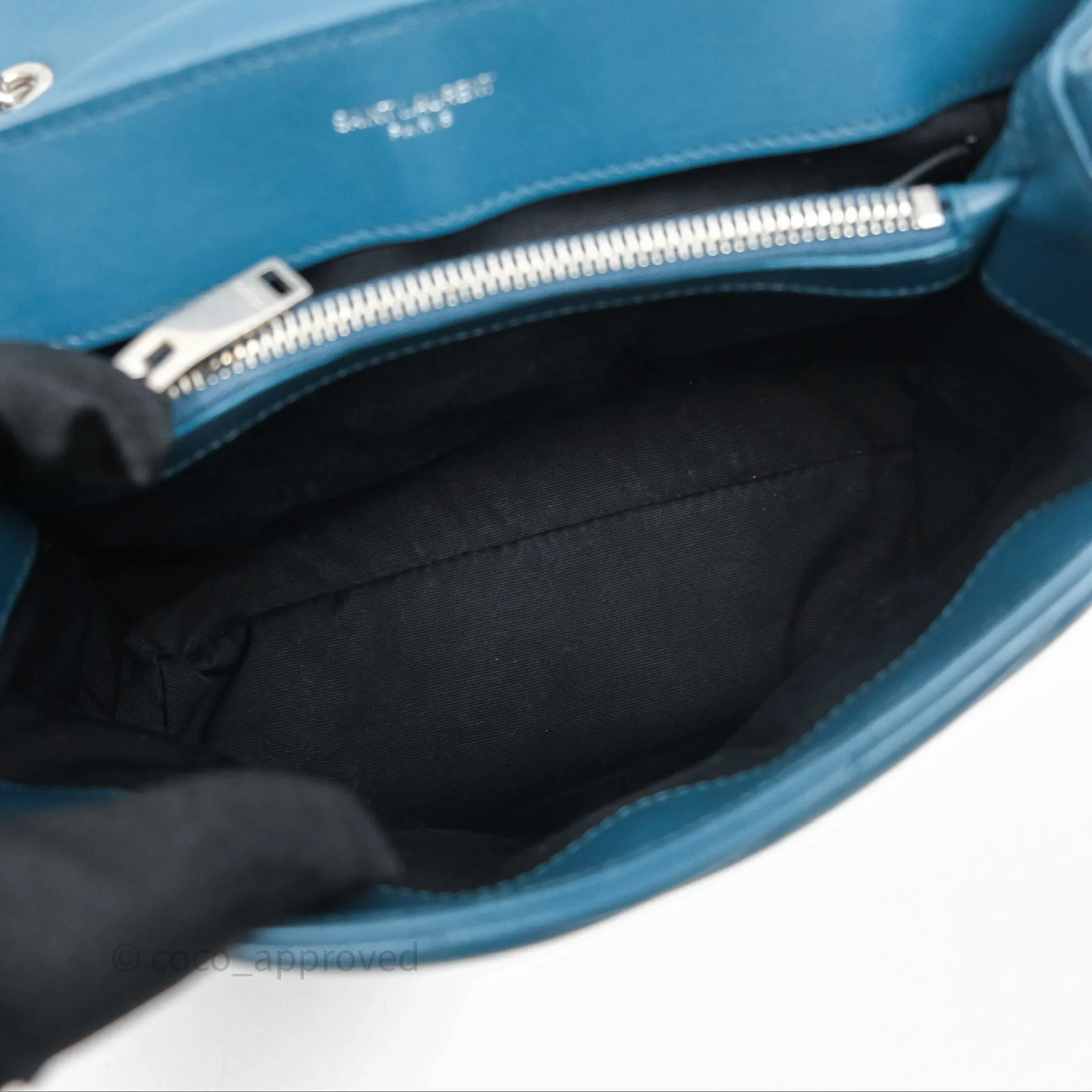 Saint Laurent Loulou Small Flap Bag Turquoise Blue Ruthenum Hardware