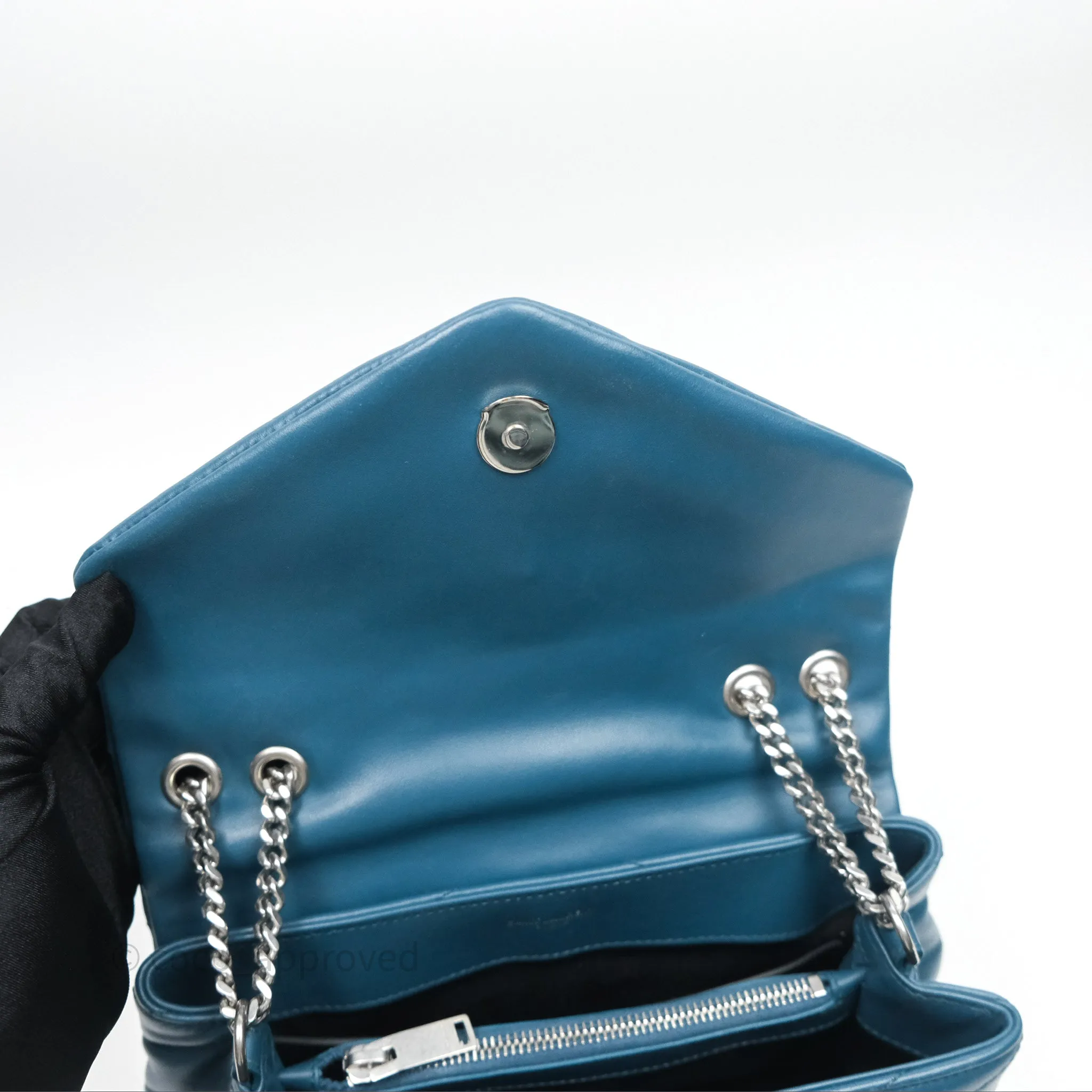 Saint Laurent Loulou Small Flap Bag Turquoise Blue Ruthenum Hardware
