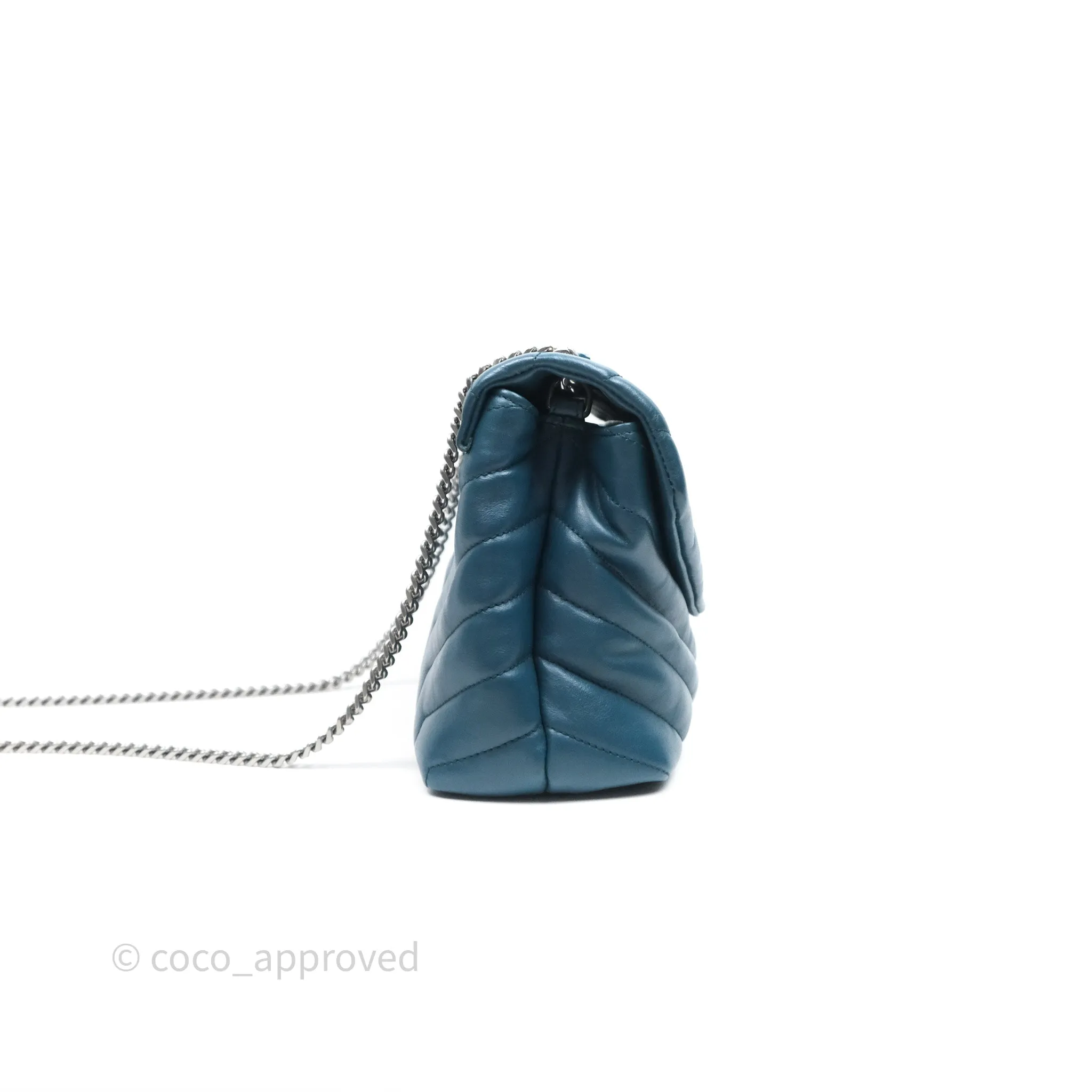 Saint Laurent Loulou Small Flap Bag Turquoise Blue Ruthenum Hardware