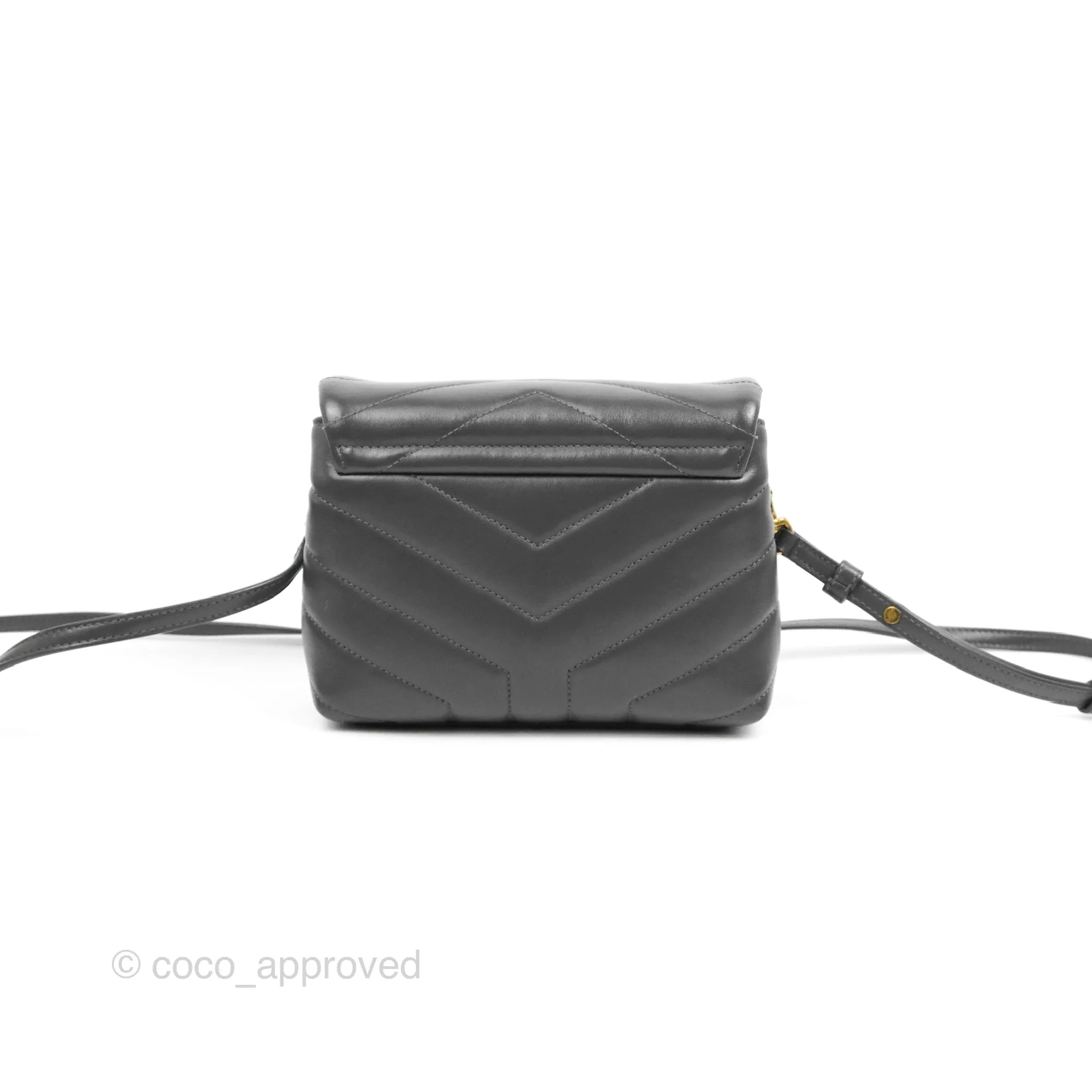 Saint Laurent Loulou Toy Quilted Leather Shoulder Bag Dark Grey