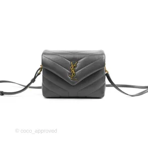 Saint Laurent Loulou Toy Quilted Leather Shoulder Bag Dark Grey
