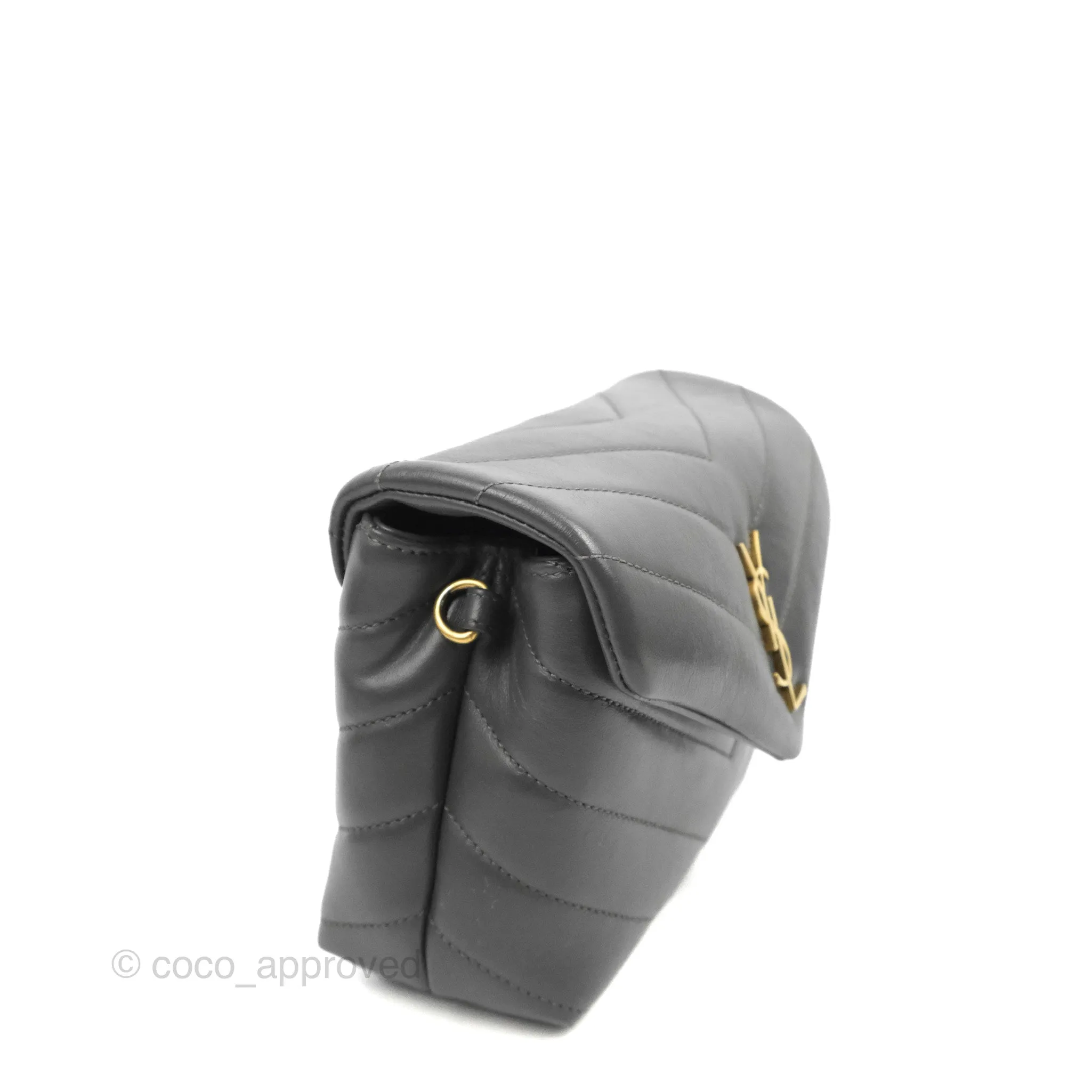 Saint Laurent Loulou Toy Quilted Leather Shoulder Bag Dark Grey