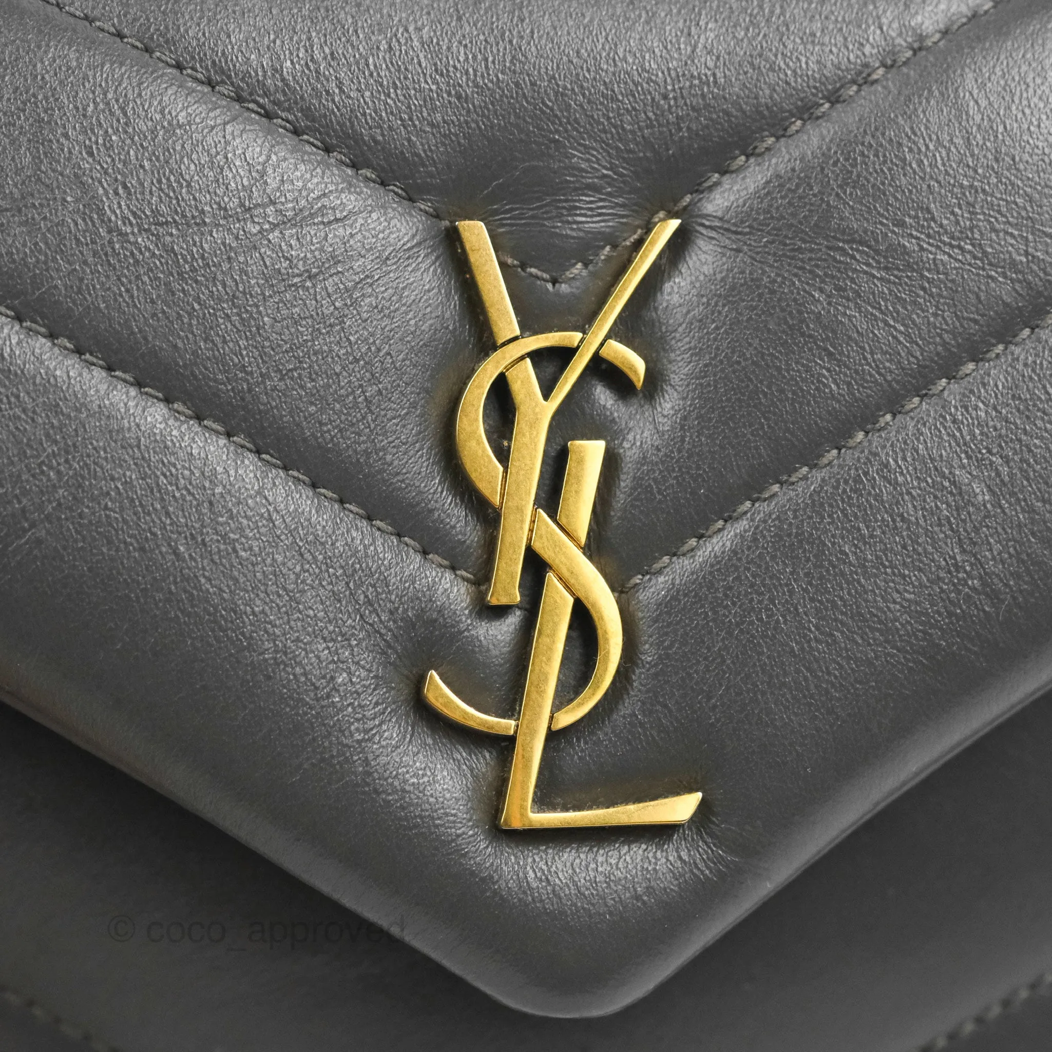 Saint Laurent Loulou Toy Quilted Leather Shoulder Bag Dark Grey