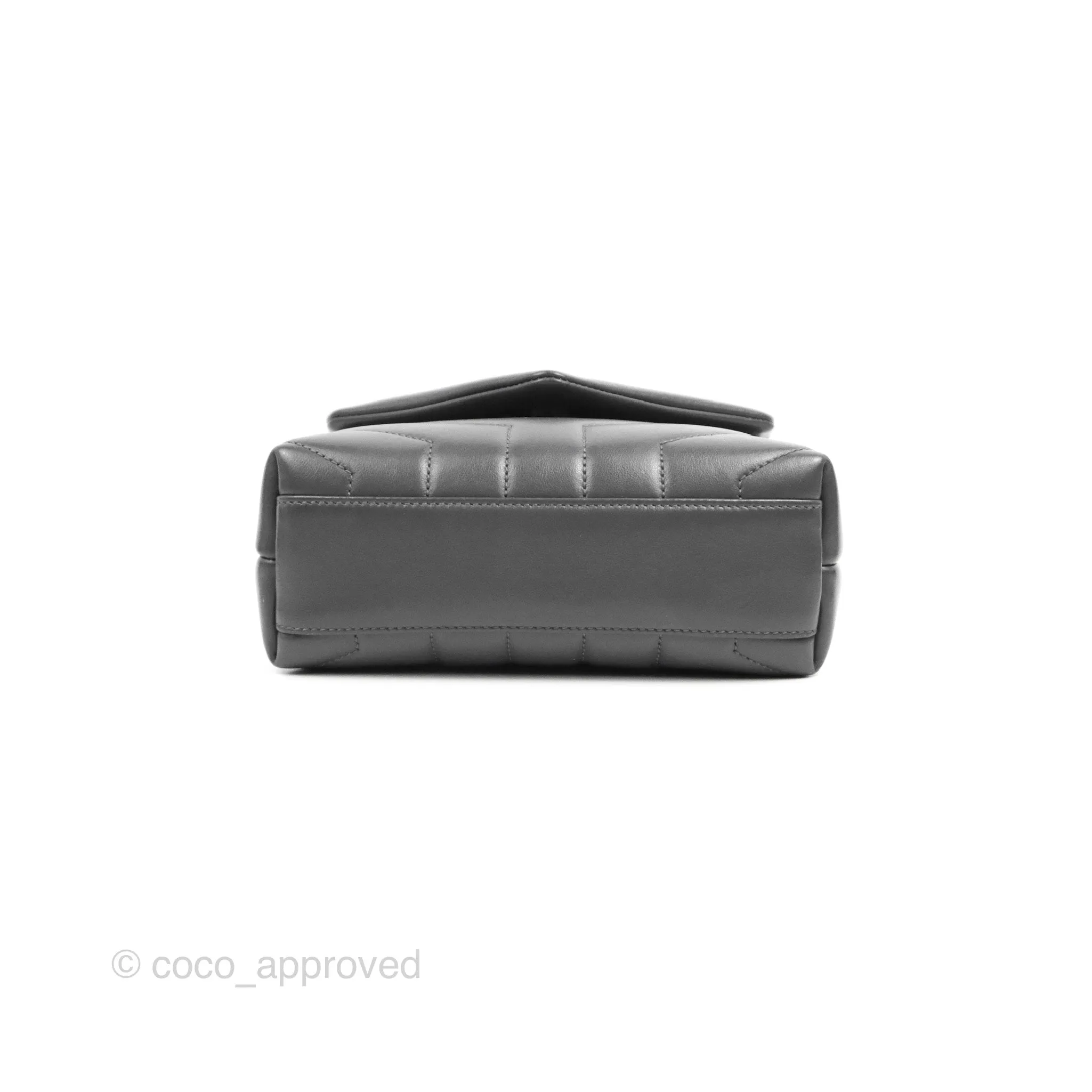 Saint Laurent Loulou Toy Quilted Leather Shoulder Bag Dark Grey