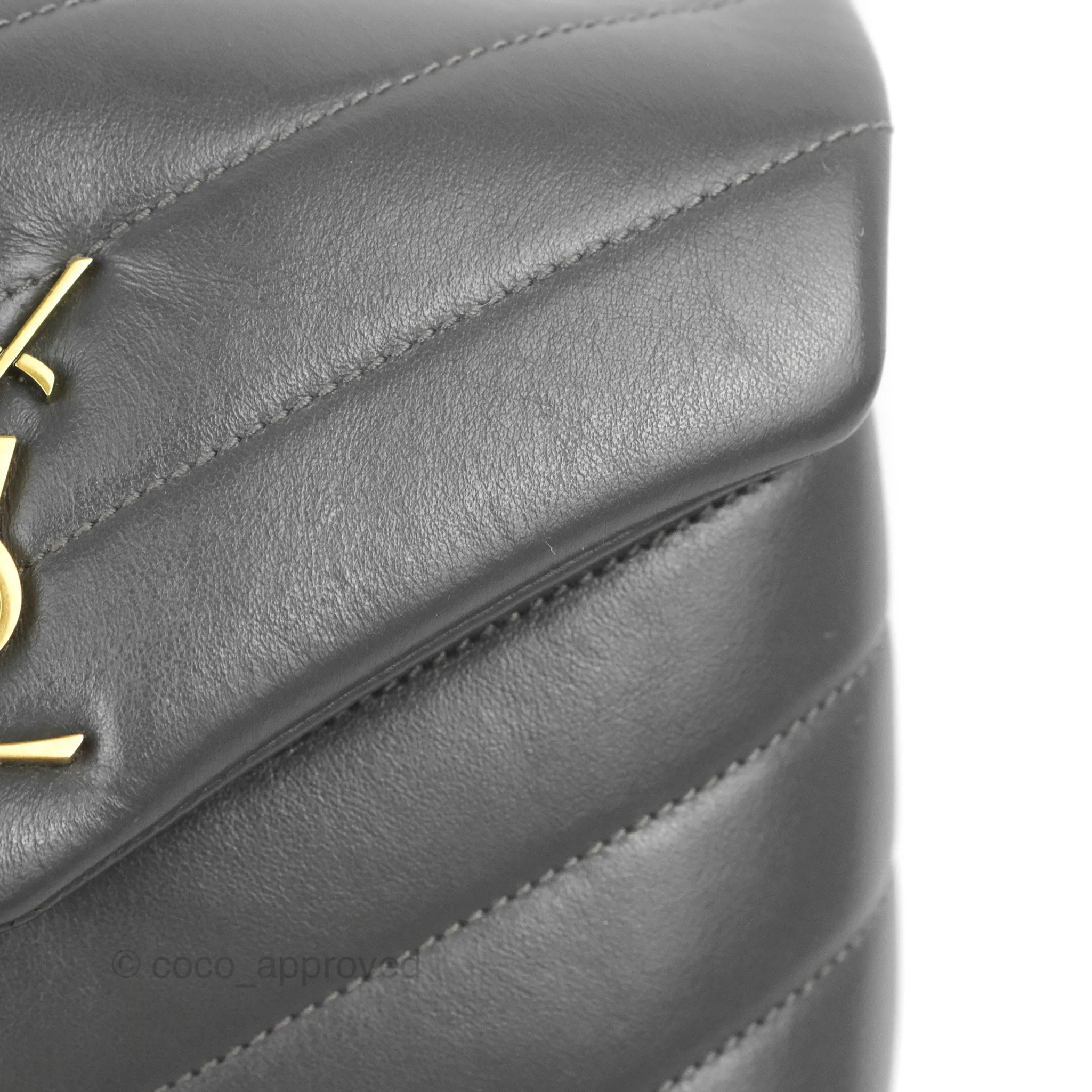 Saint Laurent Loulou Toy Quilted Leather Shoulder Bag Dark Grey