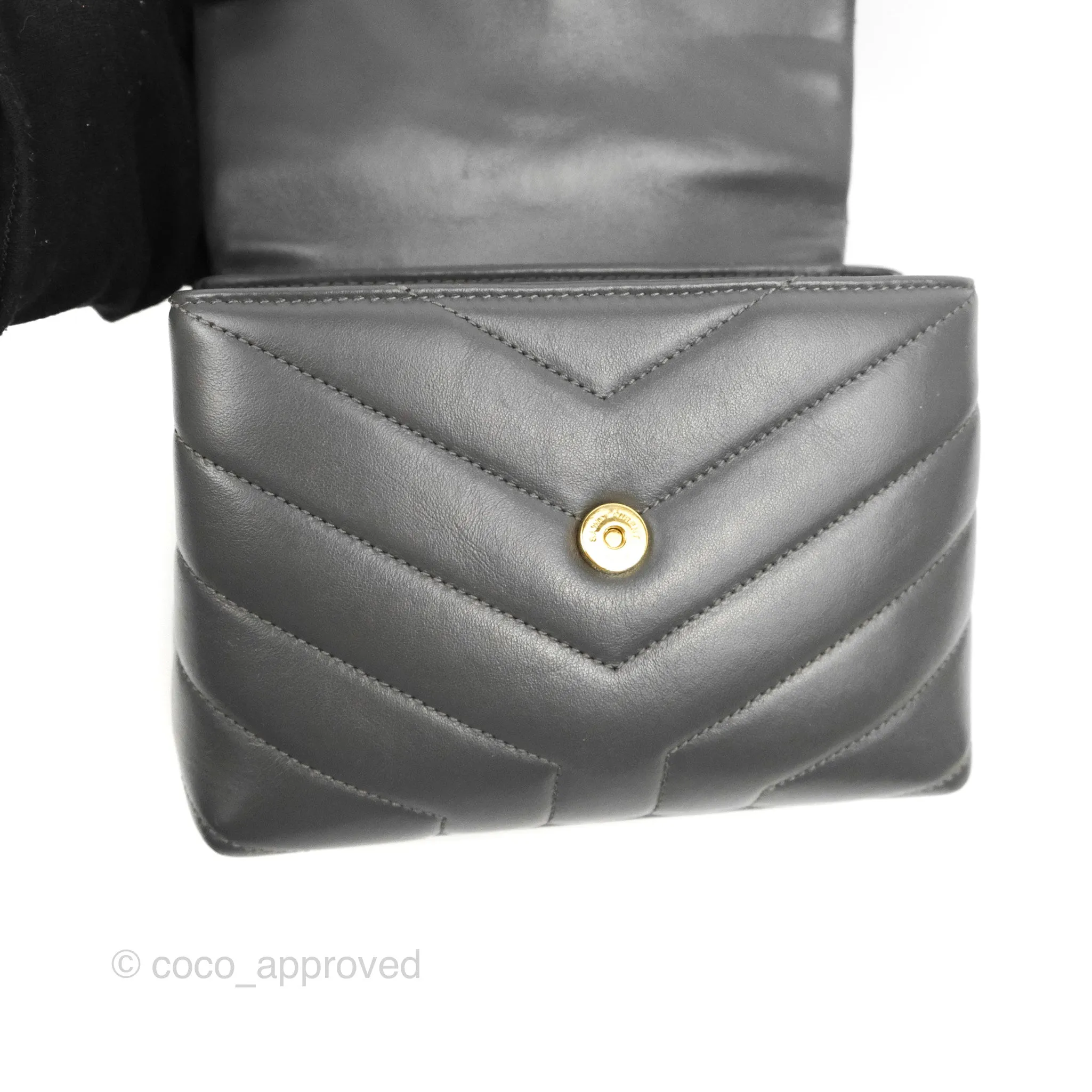 Saint Laurent Loulou Toy Quilted Leather Shoulder Bag Dark Grey