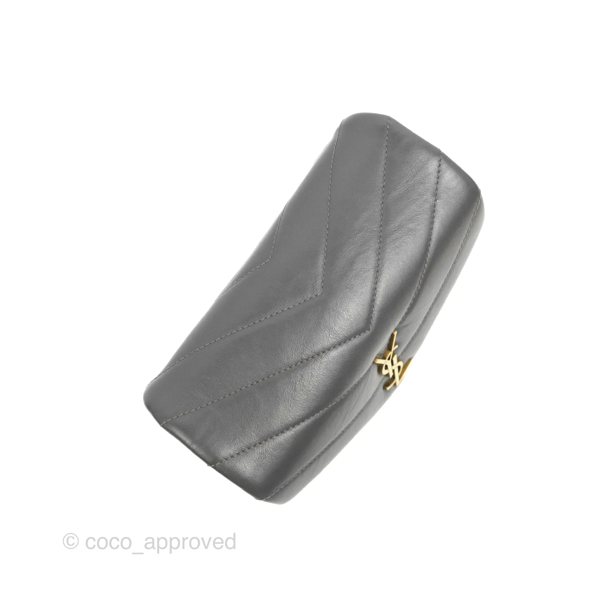Saint Laurent Loulou Toy Quilted Leather Shoulder Bag Dark Grey
