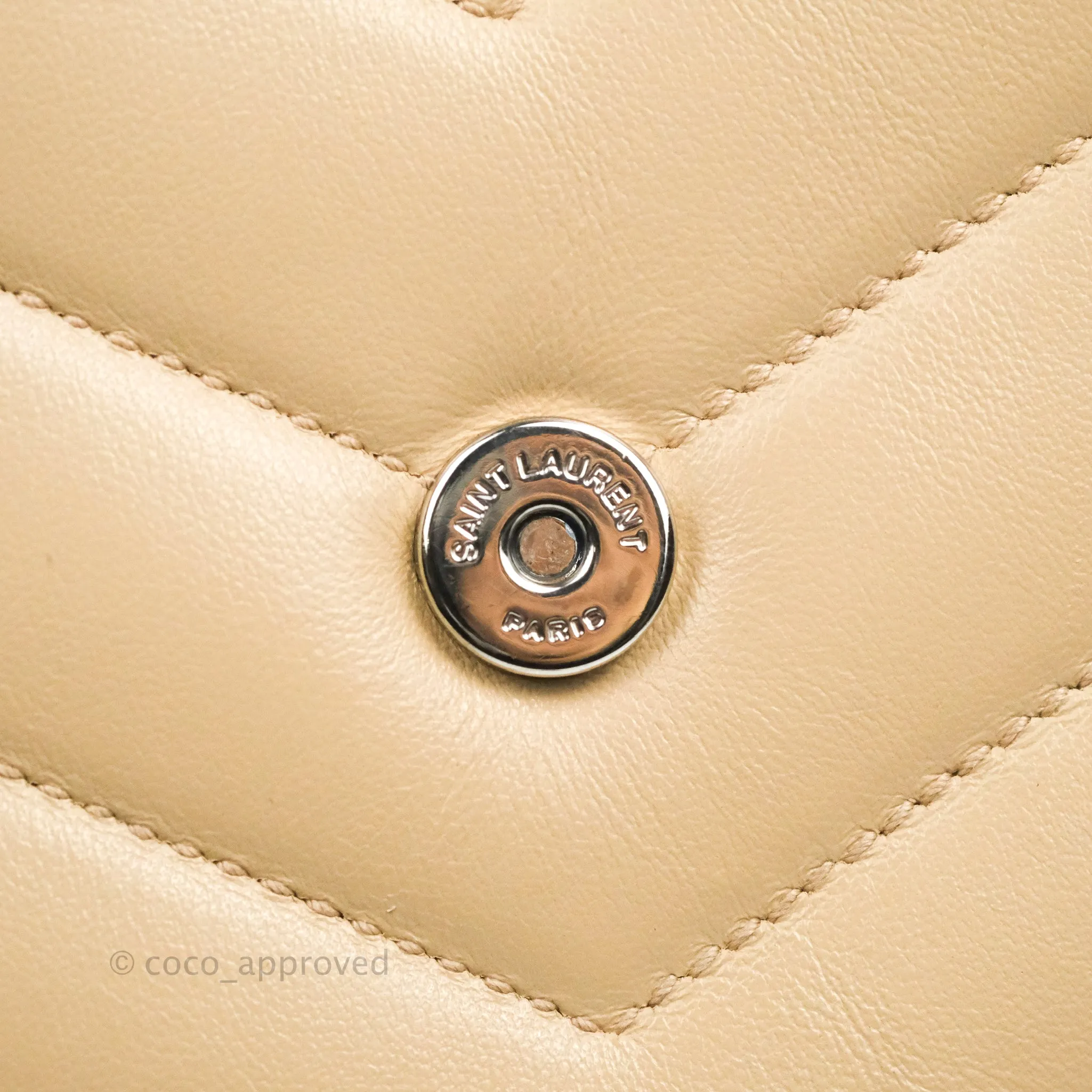 Saint Laurent Loulou Toy Quilted Leather Shoulder Bag Light Beige
