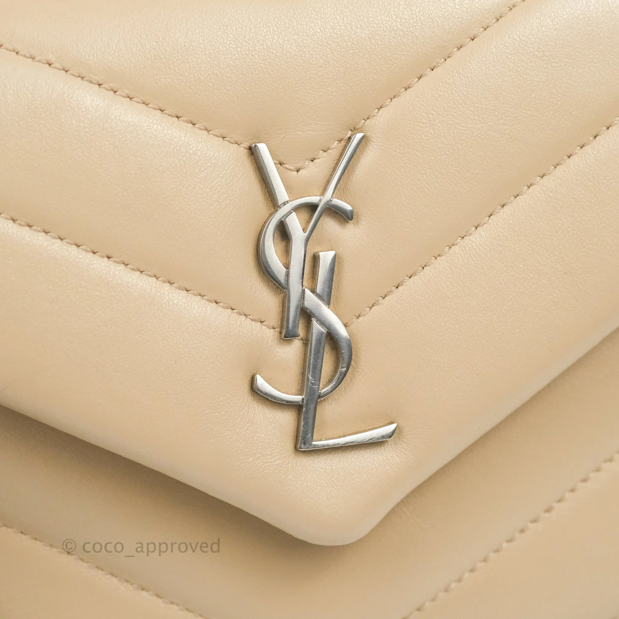 Saint Laurent Loulou Toy Quilted Leather Shoulder Bag Light Beige