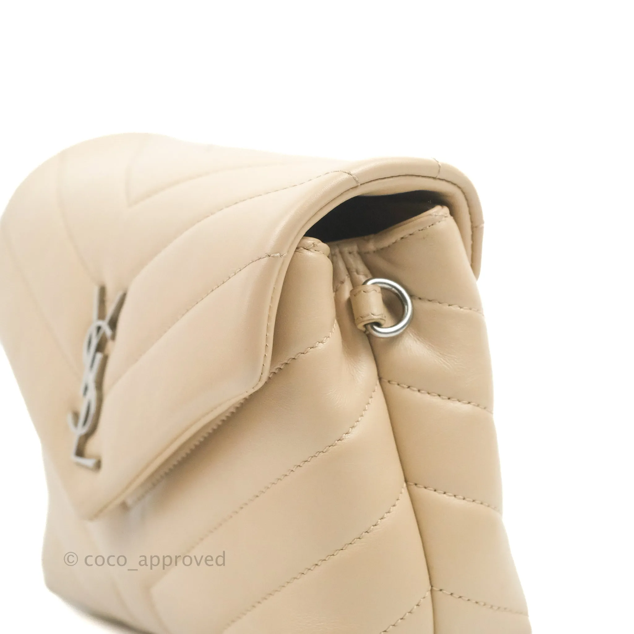 Saint Laurent Loulou Toy Quilted Leather Shoulder Bag Light Beige