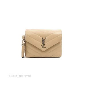 Saint Laurent Loulou Toy Quilted Leather Shoulder Bag Light Beige