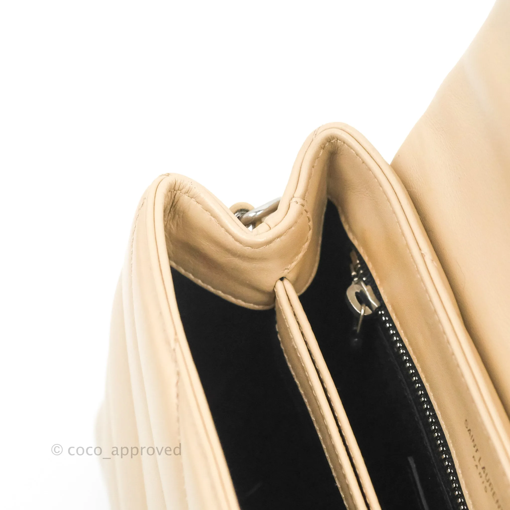 Saint Laurent Loulou Toy Quilted Leather Shoulder Bag Light Beige