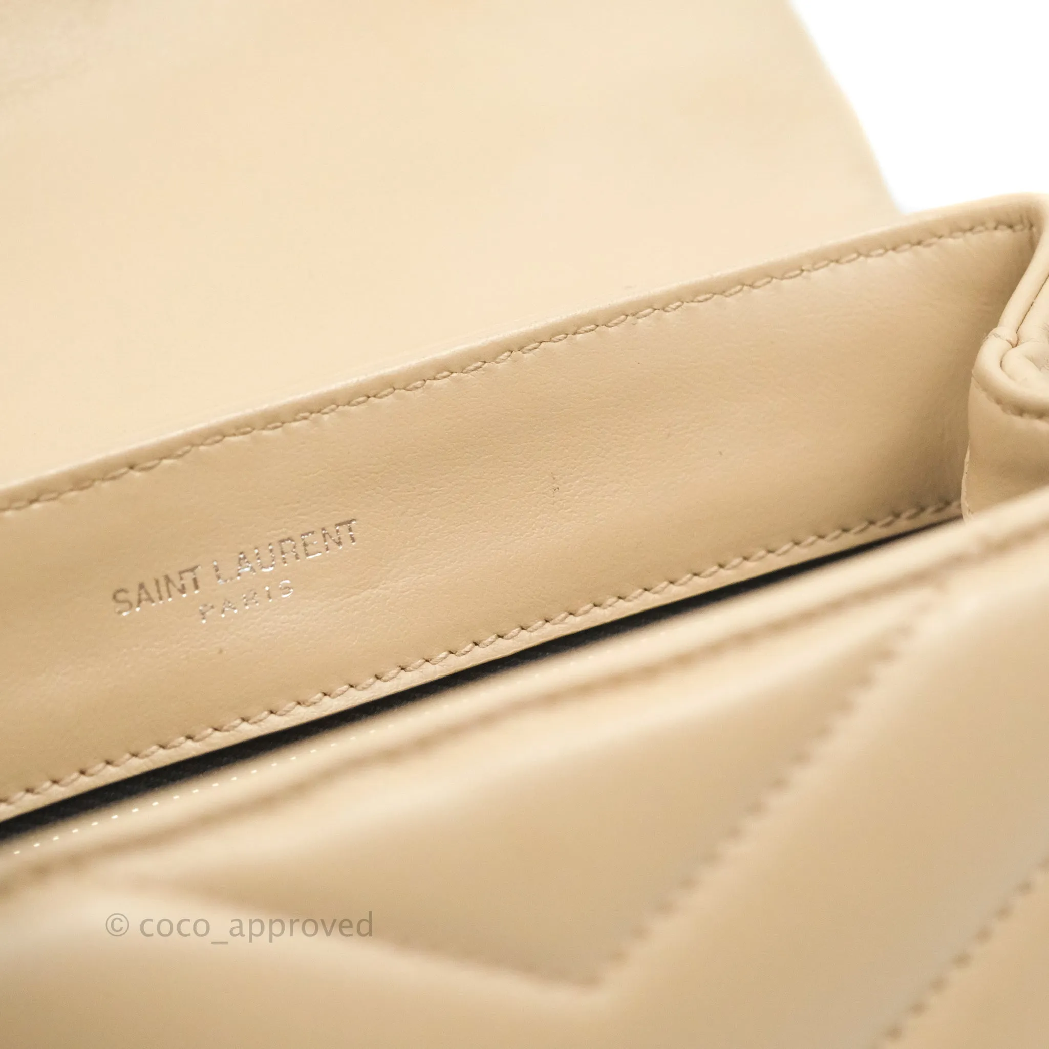 Saint Laurent Loulou Toy Quilted Leather Shoulder Bag Light Beige
