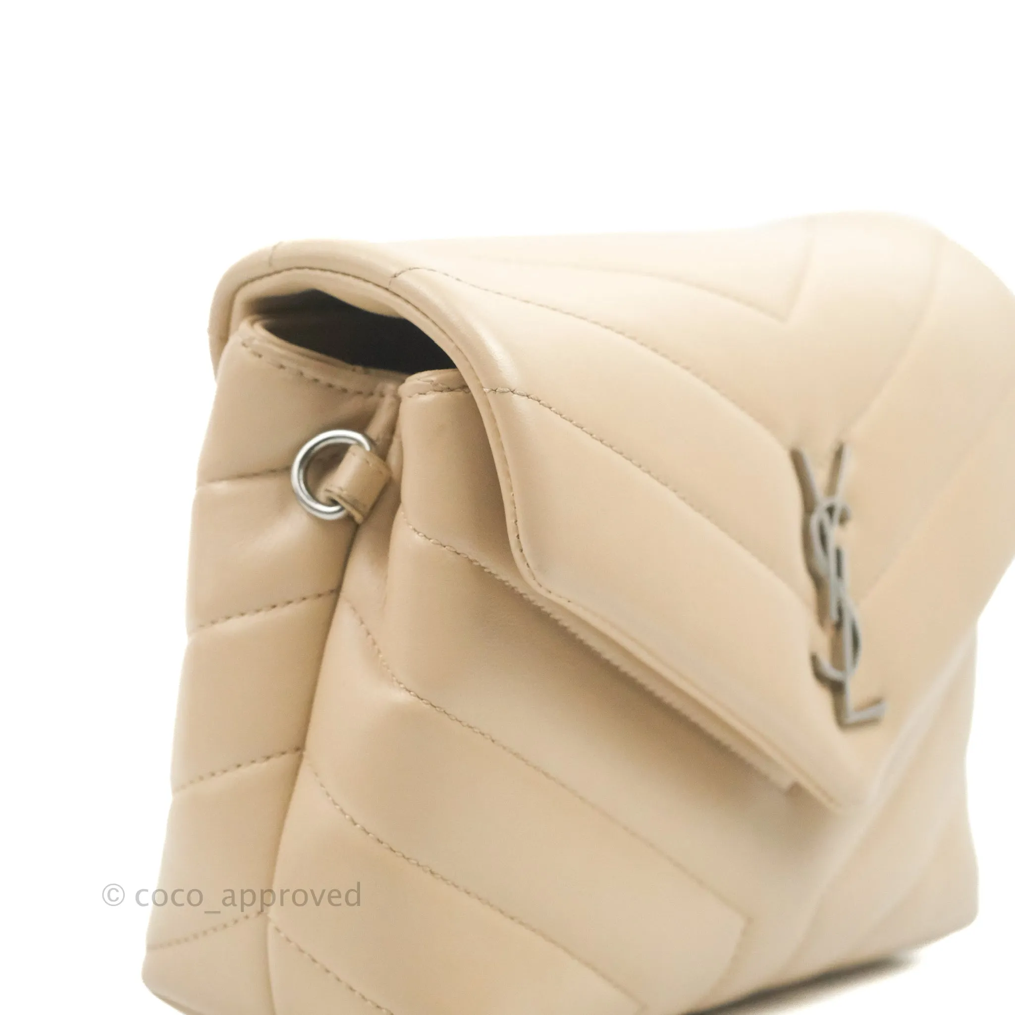 Saint Laurent Loulou Toy Quilted Leather Shoulder Bag Light Beige