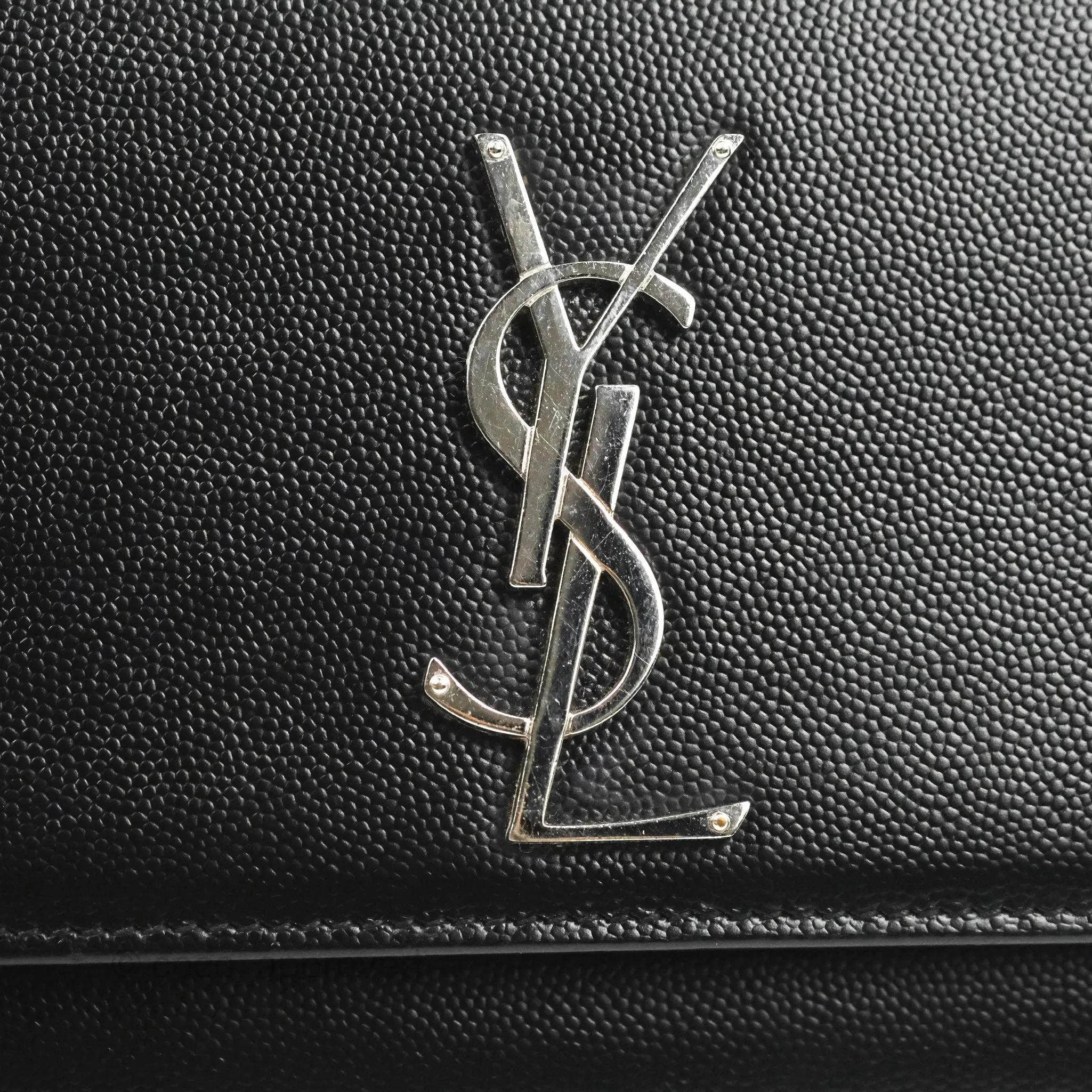 Saint Laurent Medium Classic Monogram Kate Black Grained Calfskin