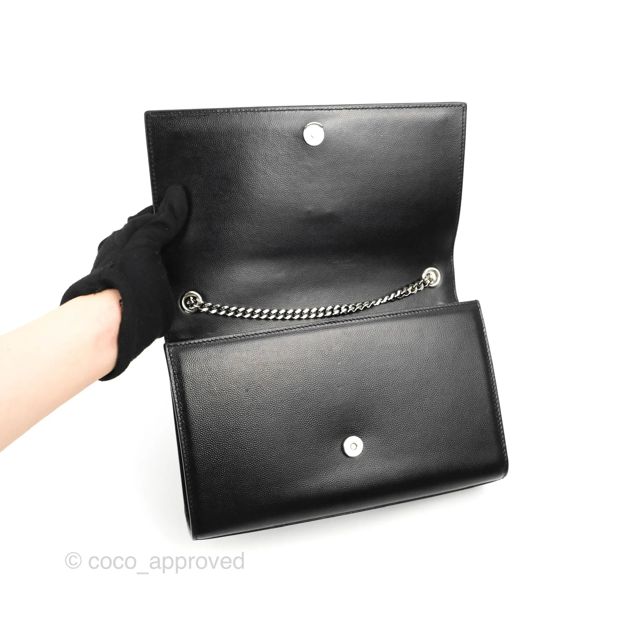 Saint Laurent Medium Classic Monogram Kate Black Grained Calfskin