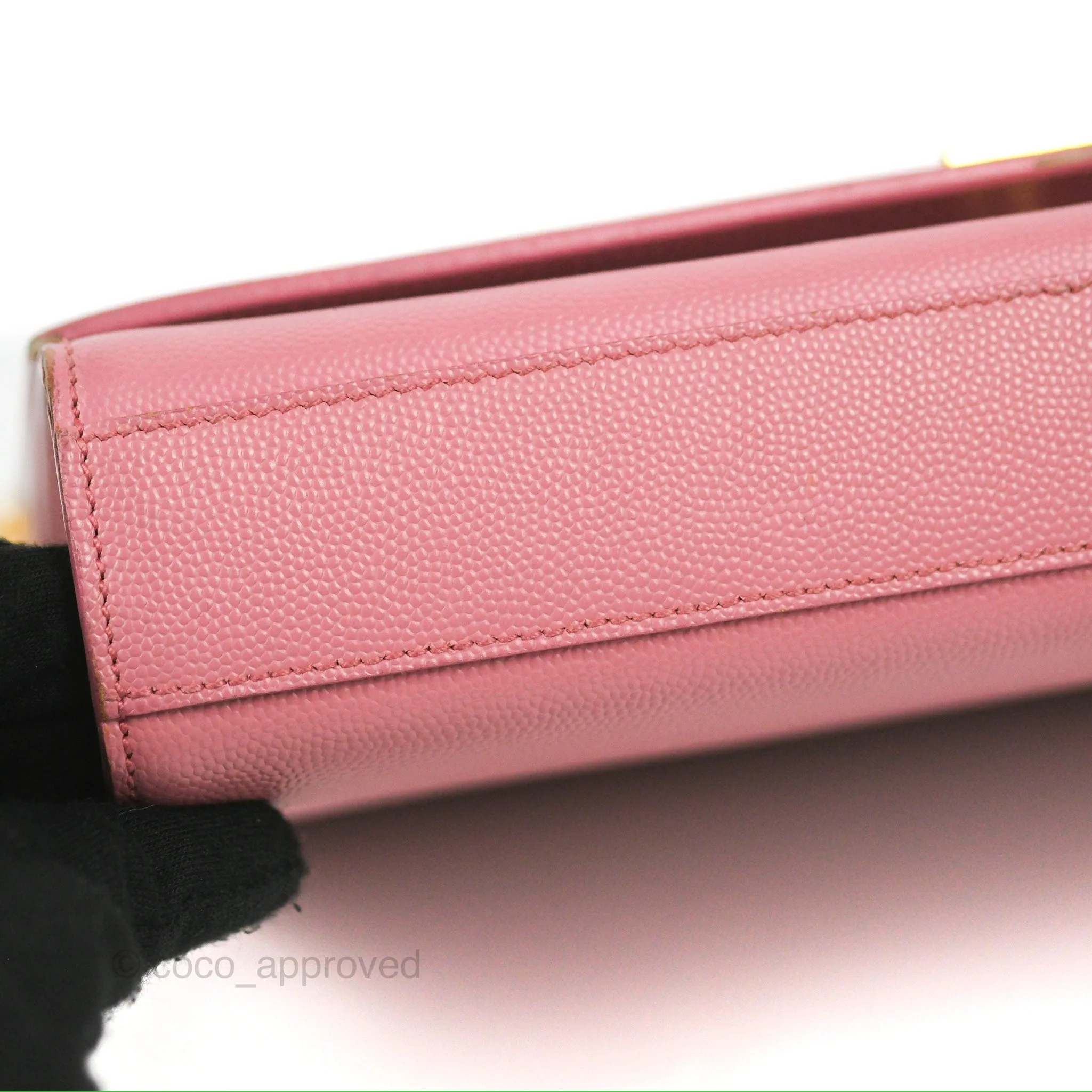 Saint Laurent Medium Classic Monogram Kate Pink Grained Calfskin