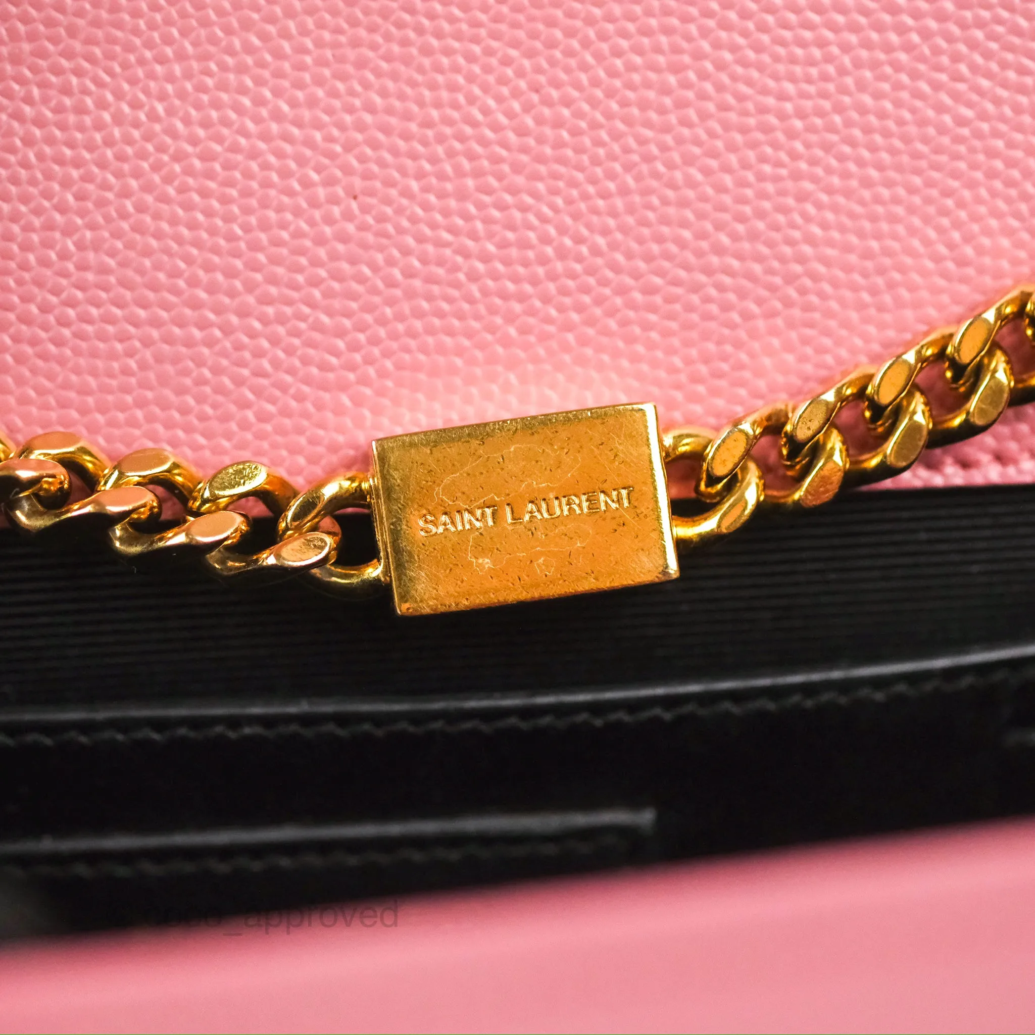 Saint Laurent Medium Classic Monogram Kate Pink Grained Calfskin