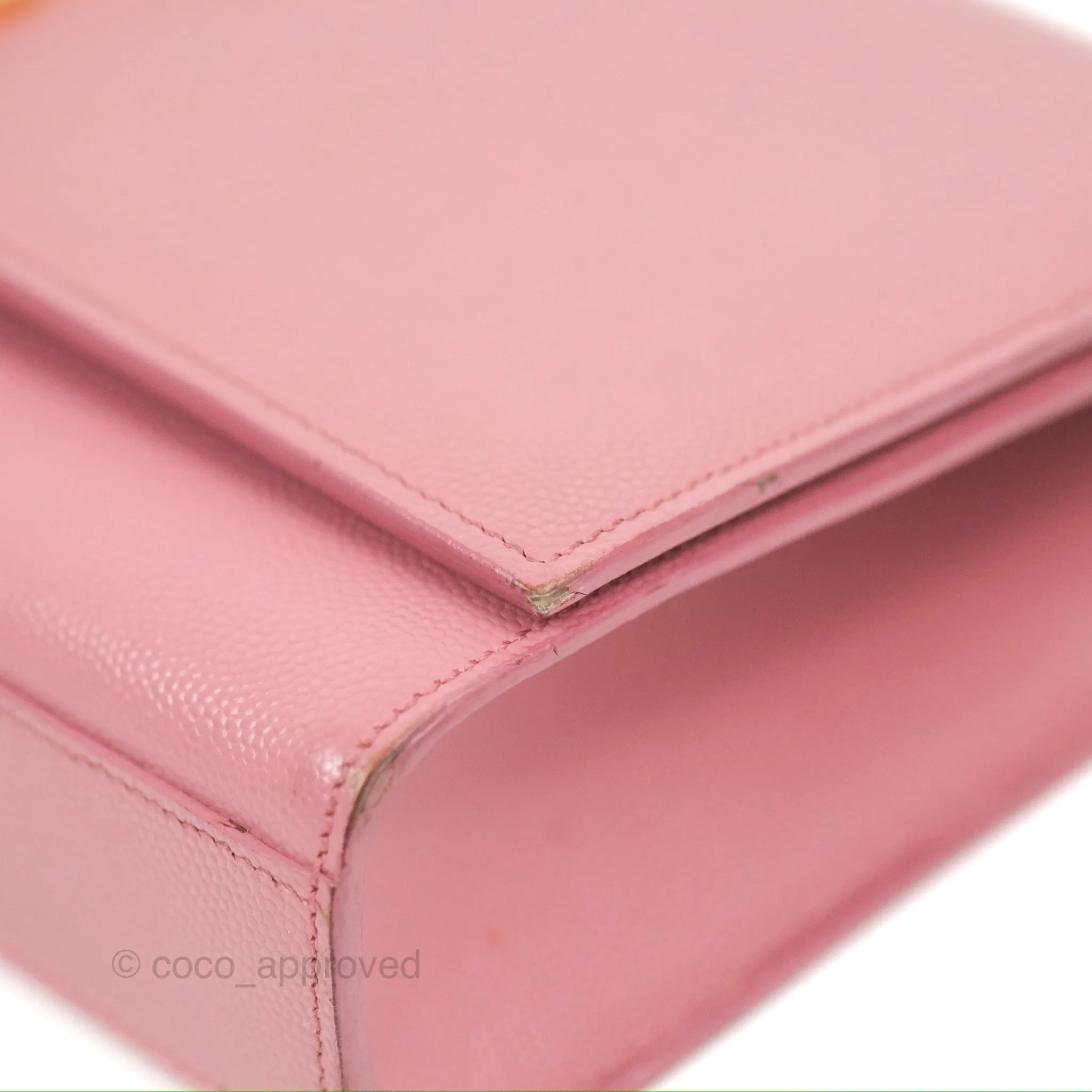 Saint Laurent Medium Classic Monogram Kate Pink Grained Calfskin