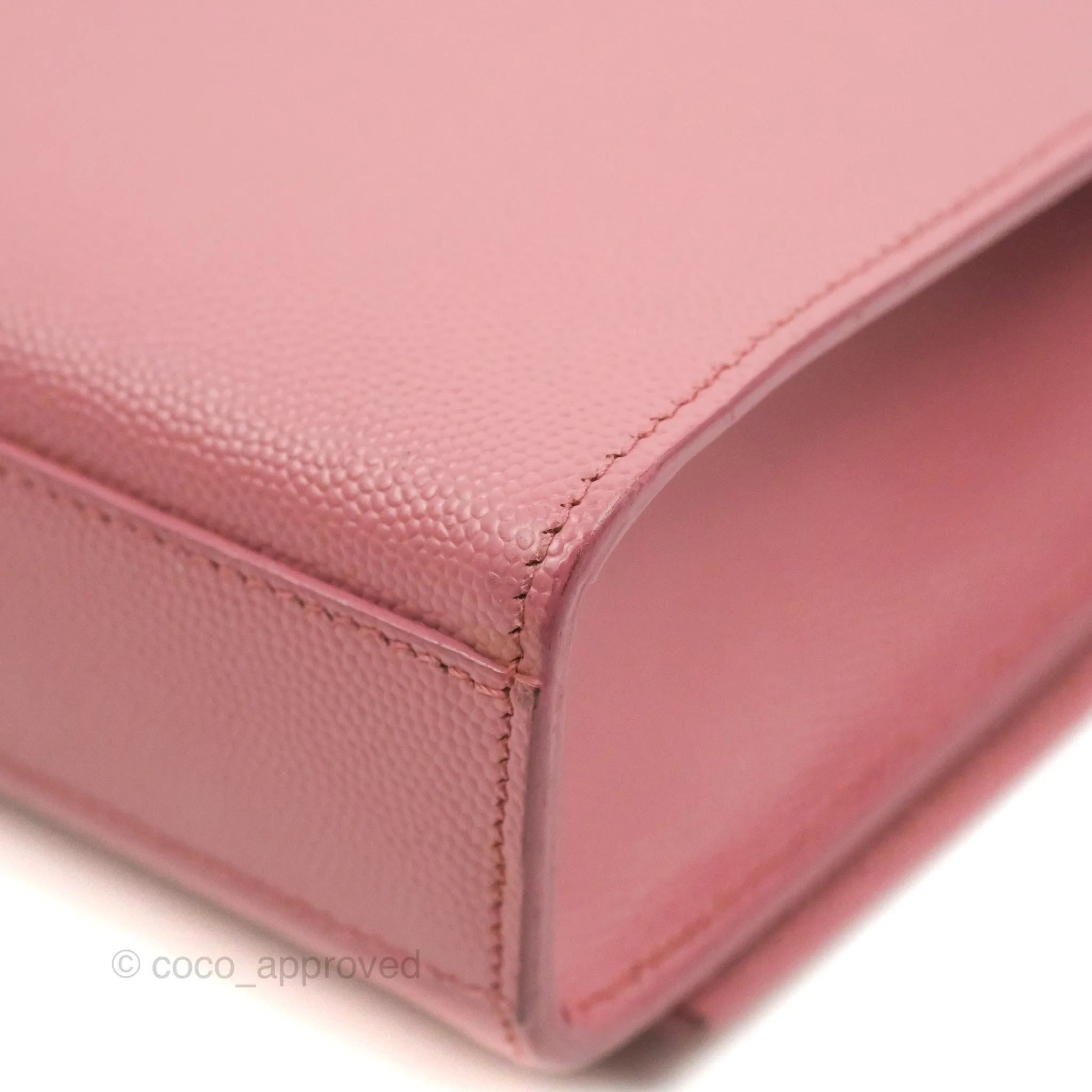 Saint Laurent Medium Classic Monogram Kate Pink Grained Calfskin