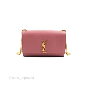 Saint Laurent Medium Classic Monogram Kate Pink Grained Calfskin