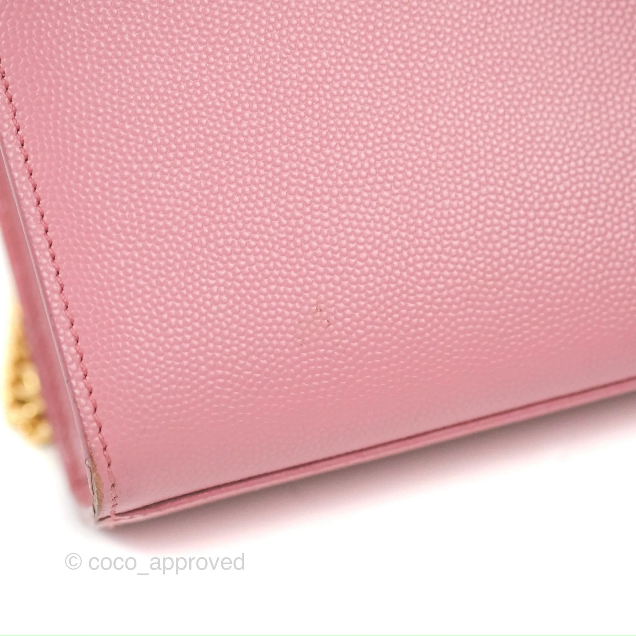 Saint Laurent Medium Classic Monogram Kate Pink Grained Calfskin