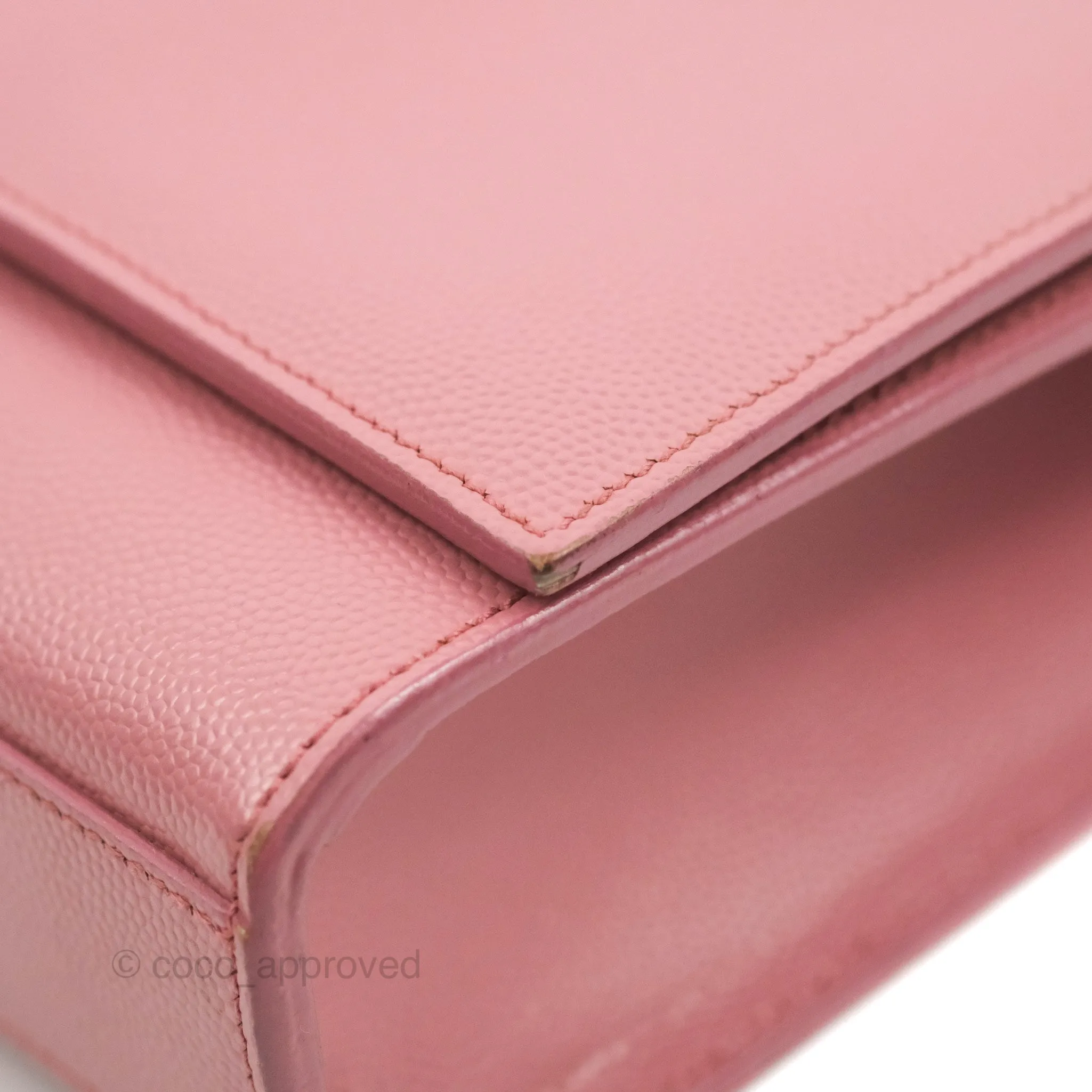 Saint Laurent Medium Classic Monogram Kate Pink Grained Calfskin
