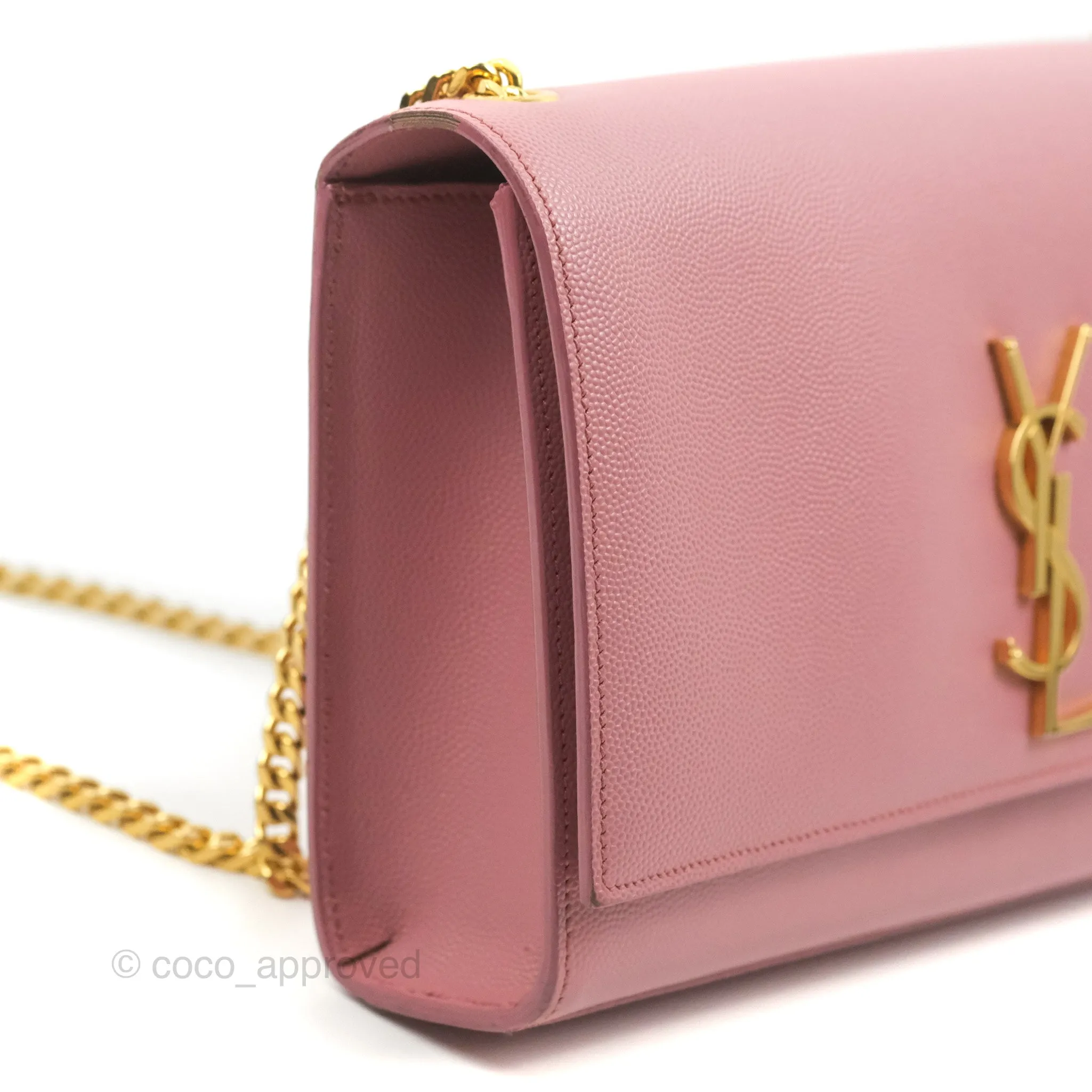 Saint Laurent Medium Classic Monogram Kate Pink Grained Calfskin