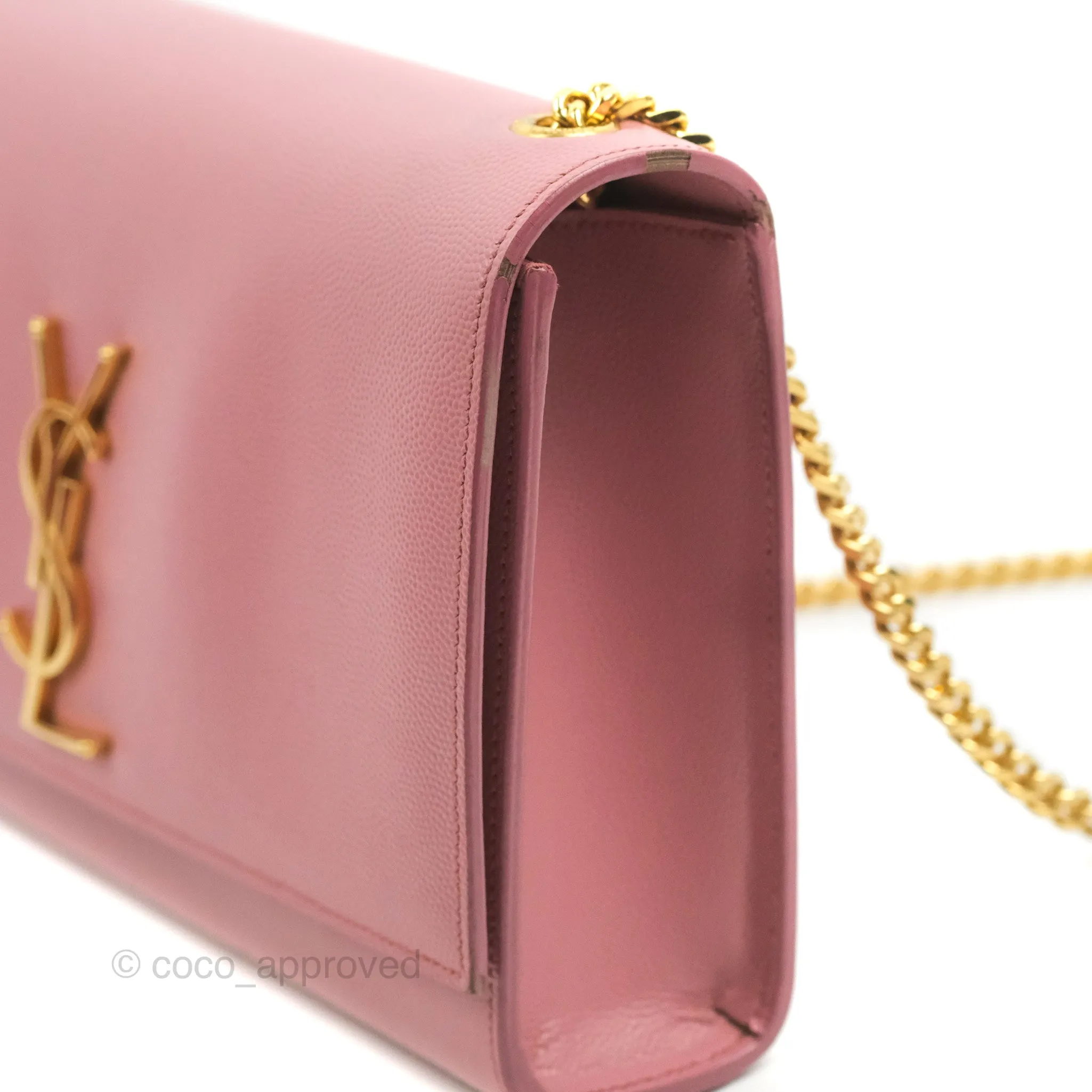 Saint Laurent Medium Classic Monogram Kate Pink Grained Calfskin