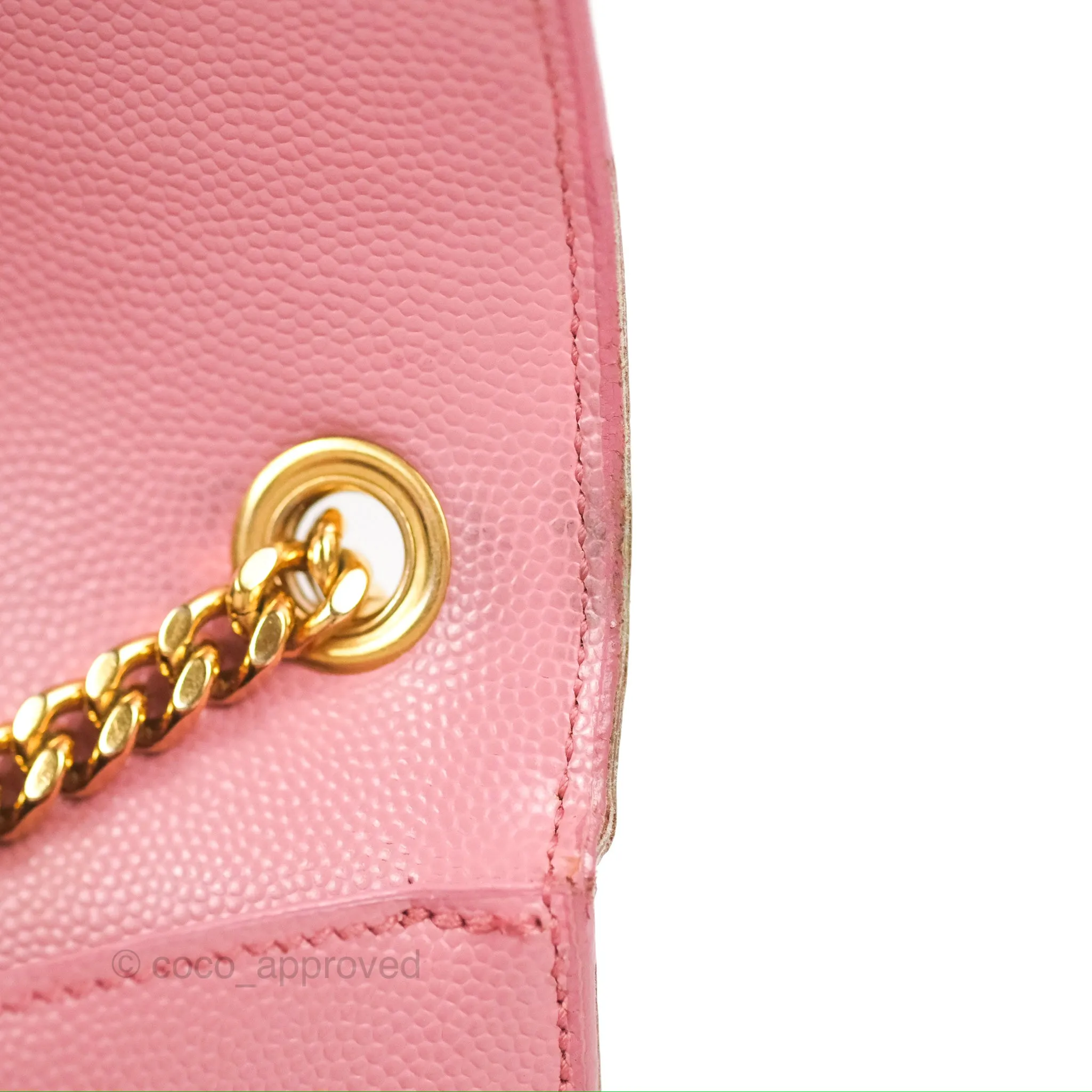 Saint Laurent Medium Classic Monogram Kate Pink Grained Calfskin