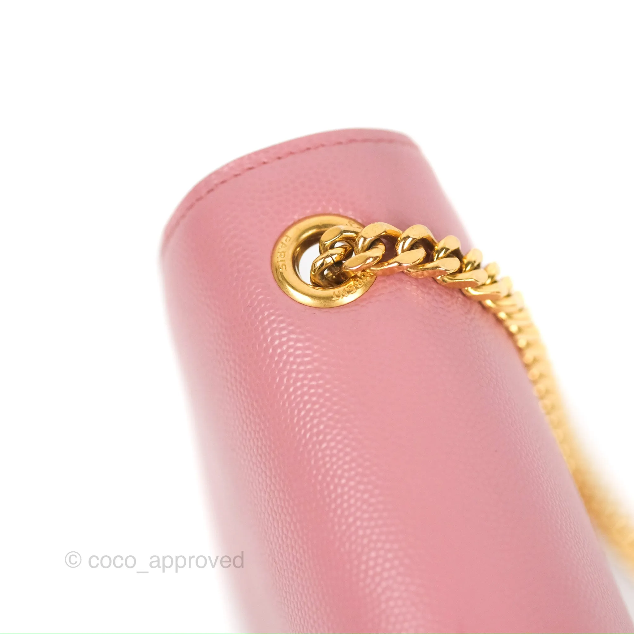 Saint Laurent Medium Classic Monogram Kate Pink Grained Calfskin