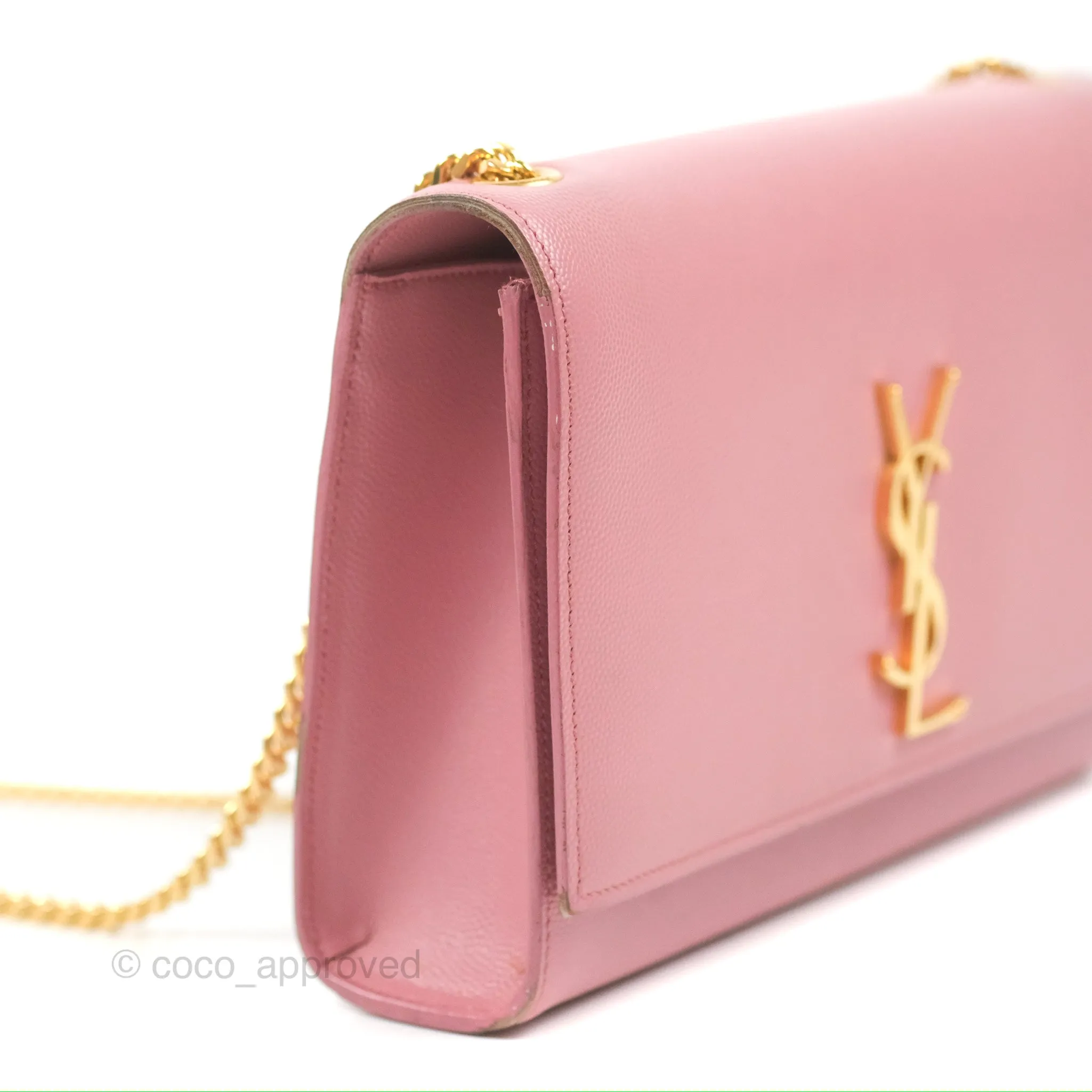 Saint Laurent Medium Classic Monogram Kate Pink Grained Calfskin
