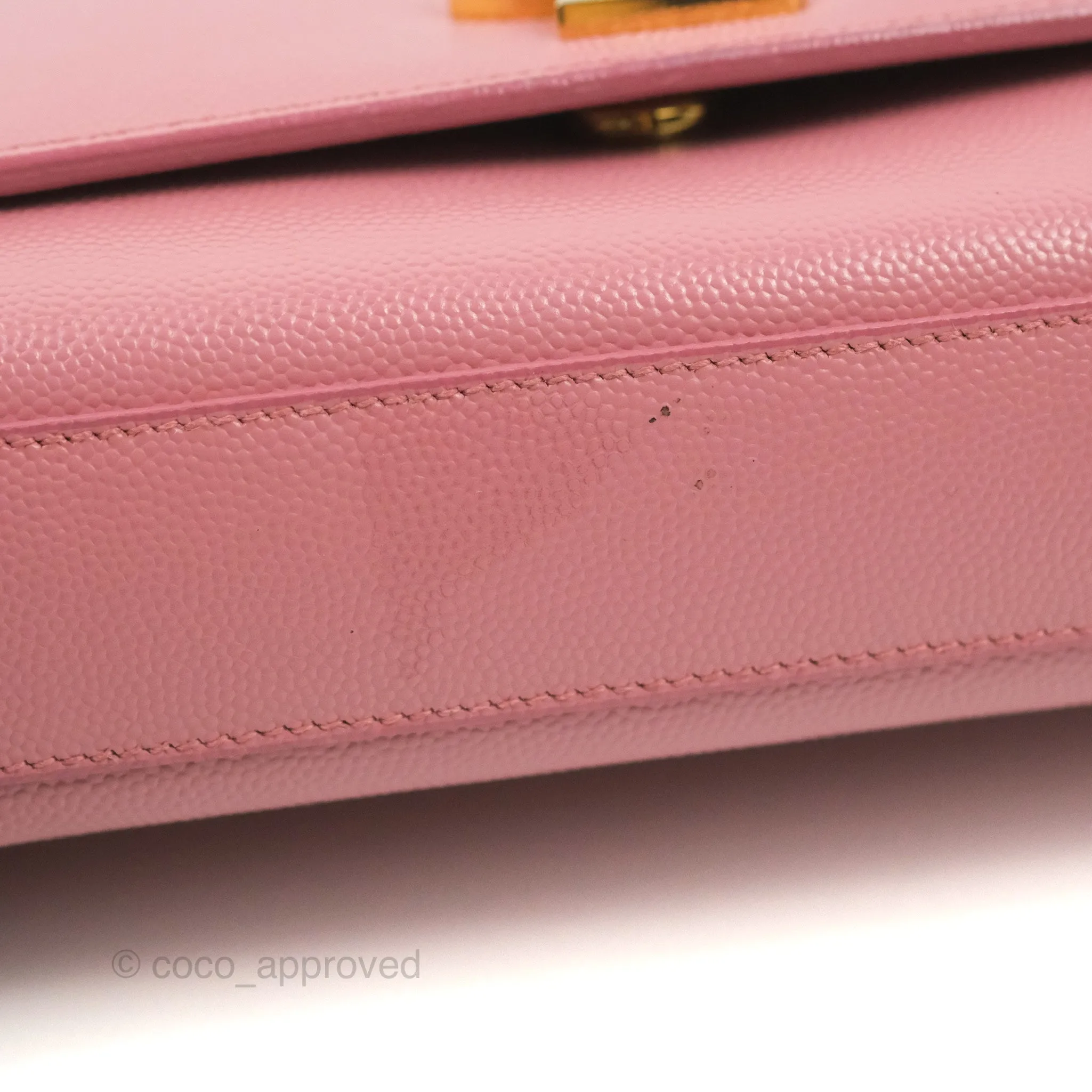 Saint Laurent Medium Classic Monogram Kate Pink Grained Calfskin