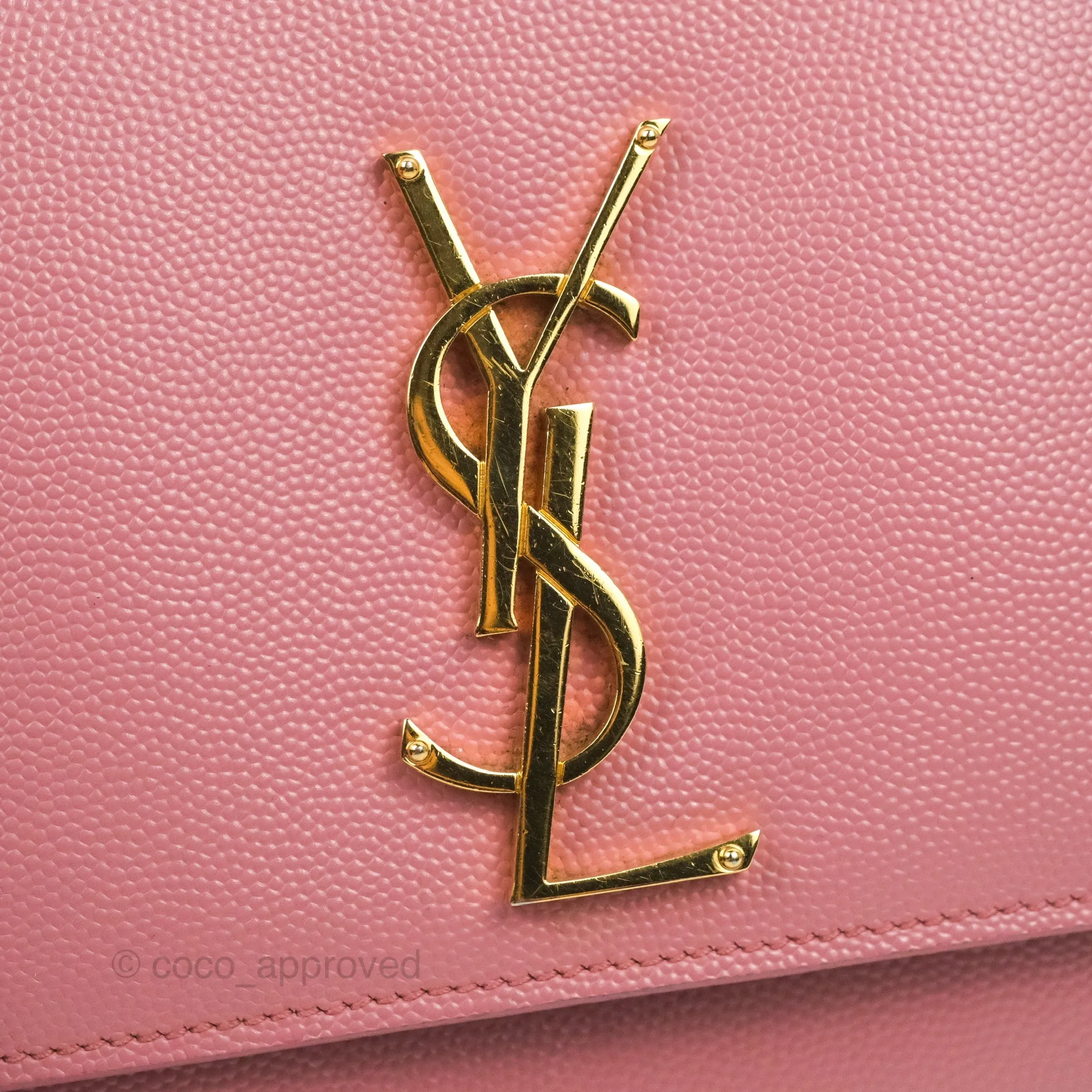 Saint Laurent Medium Classic Monogram Kate Pink Grained Calfskin