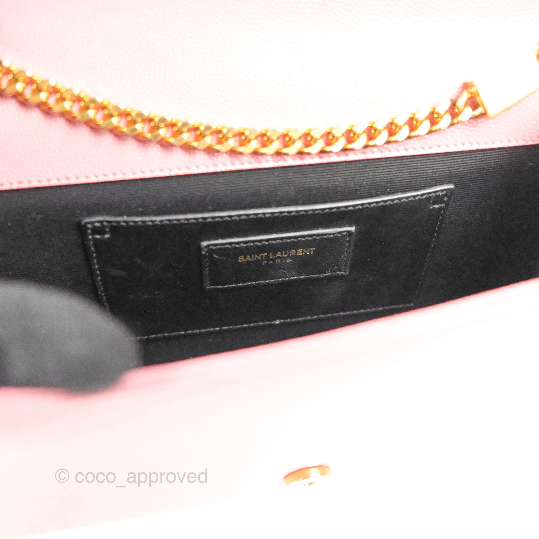 Saint Laurent Medium Classic Monogram Kate Pink Grained Calfskin