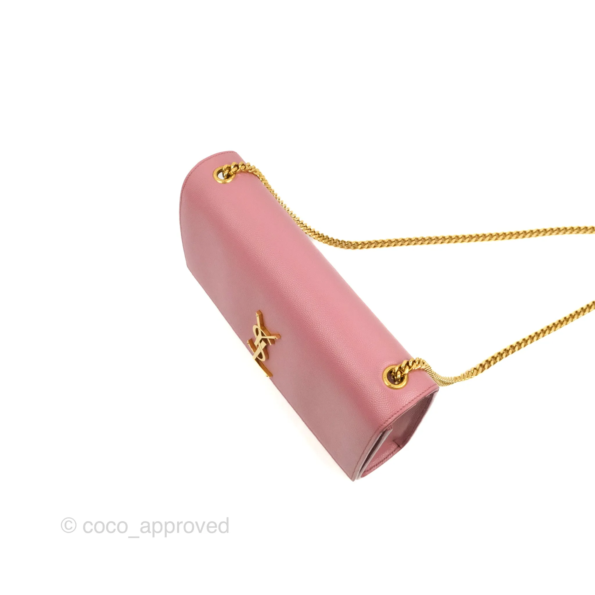 Saint Laurent Medium Classic Monogram Kate Pink Grained Calfskin
