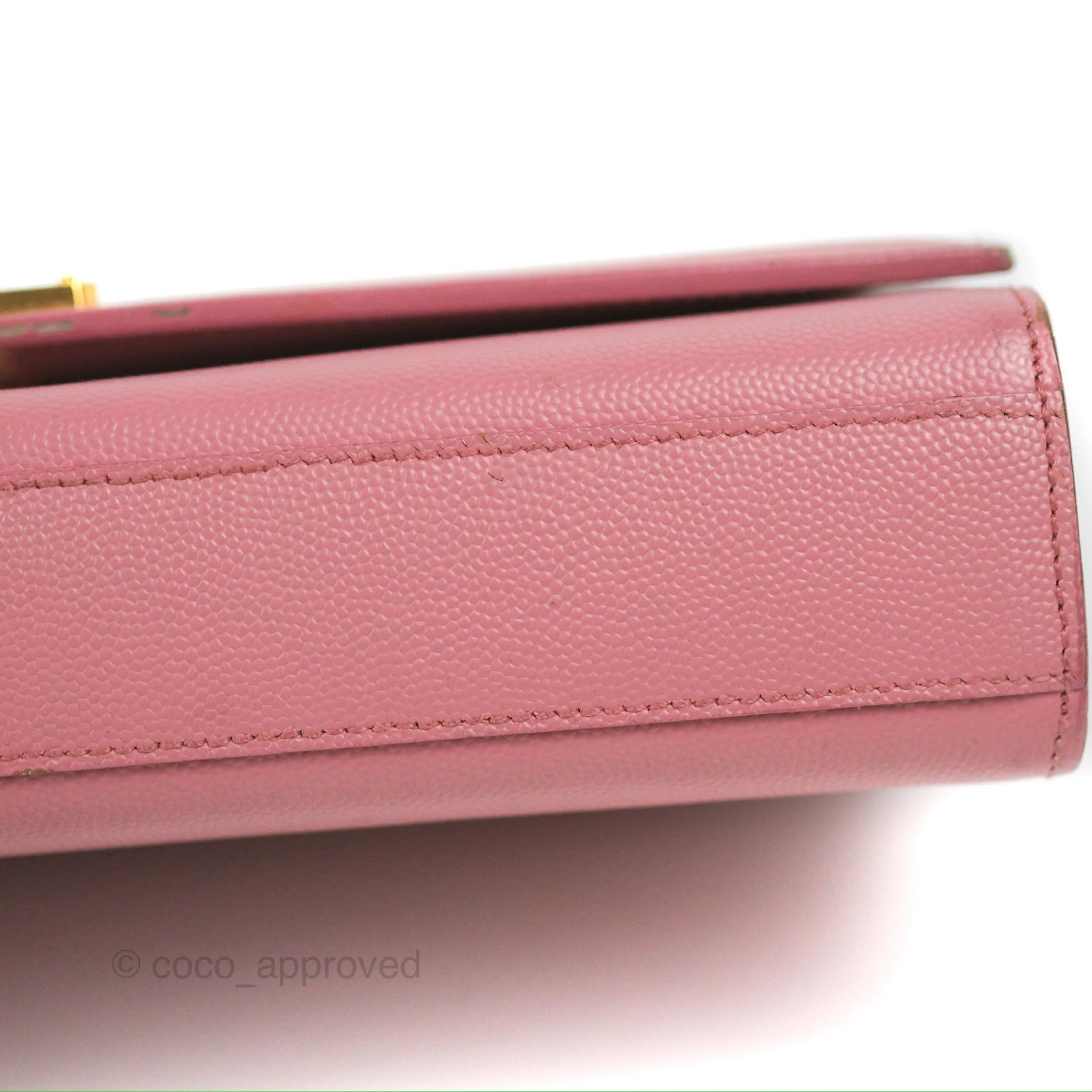 Saint Laurent Medium Classic Monogram Kate Pink Grained Calfskin