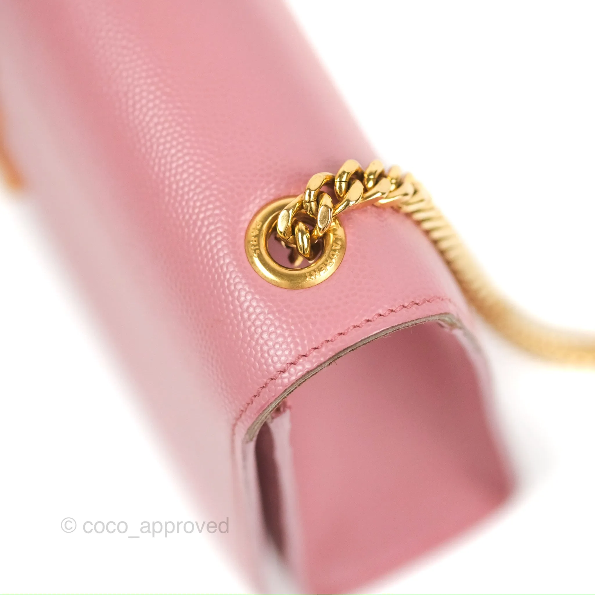 Saint Laurent Medium Classic Monogram Kate Pink Grained Calfskin