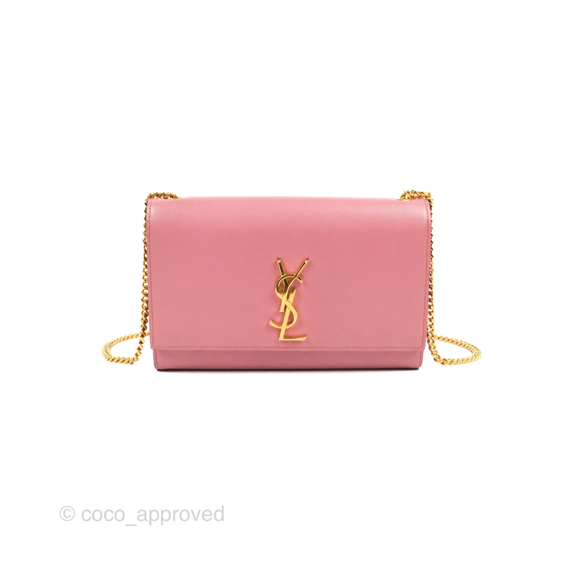 Saint Laurent Medium Classic Monogram Kate Pink Grained Calfskin