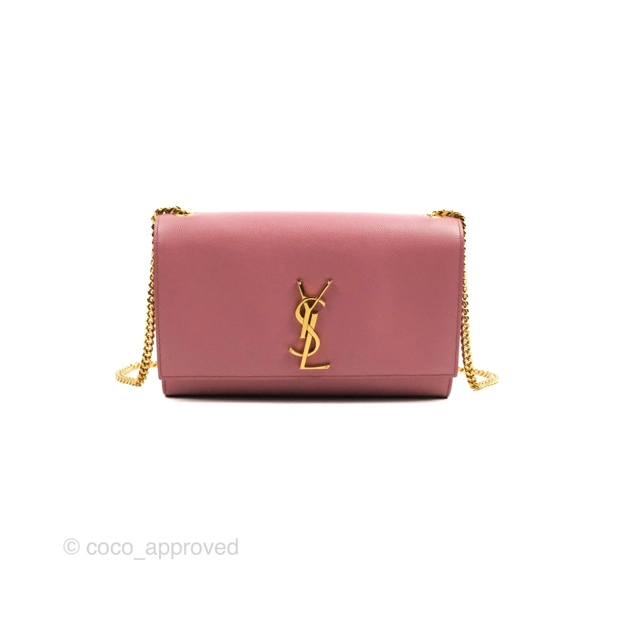 Saint Laurent Medium Classic Monogram Kate Pink Grained Calfskin