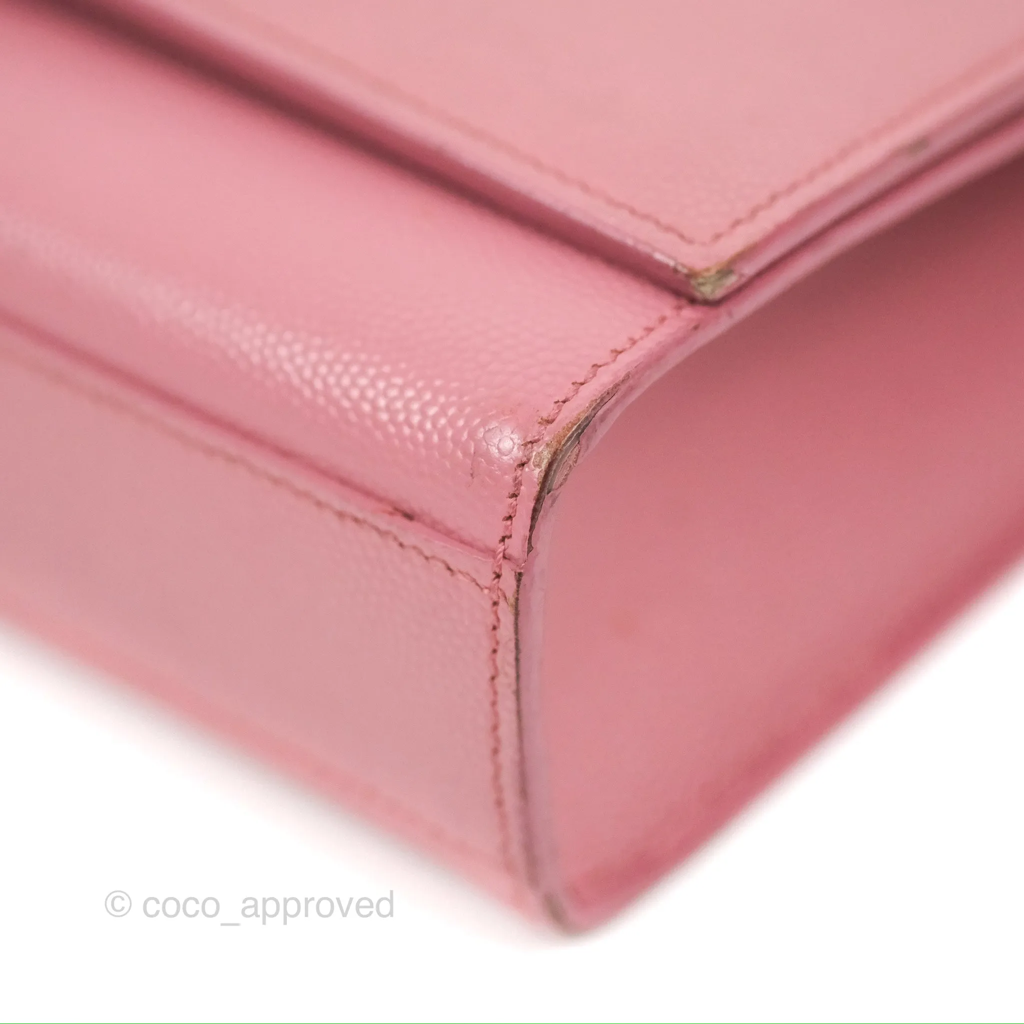 Saint Laurent Medium Classic Monogram Kate Pink Grained Calfskin
