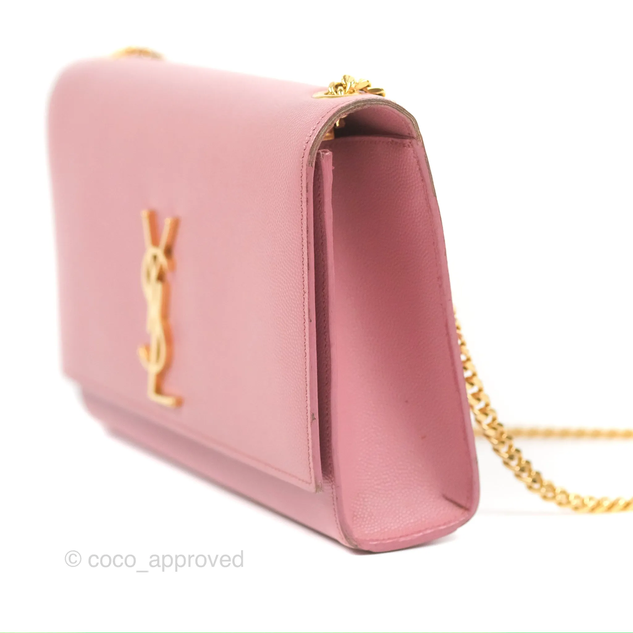 Saint Laurent Medium Classic Monogram Kate Pink Grained Calfskin