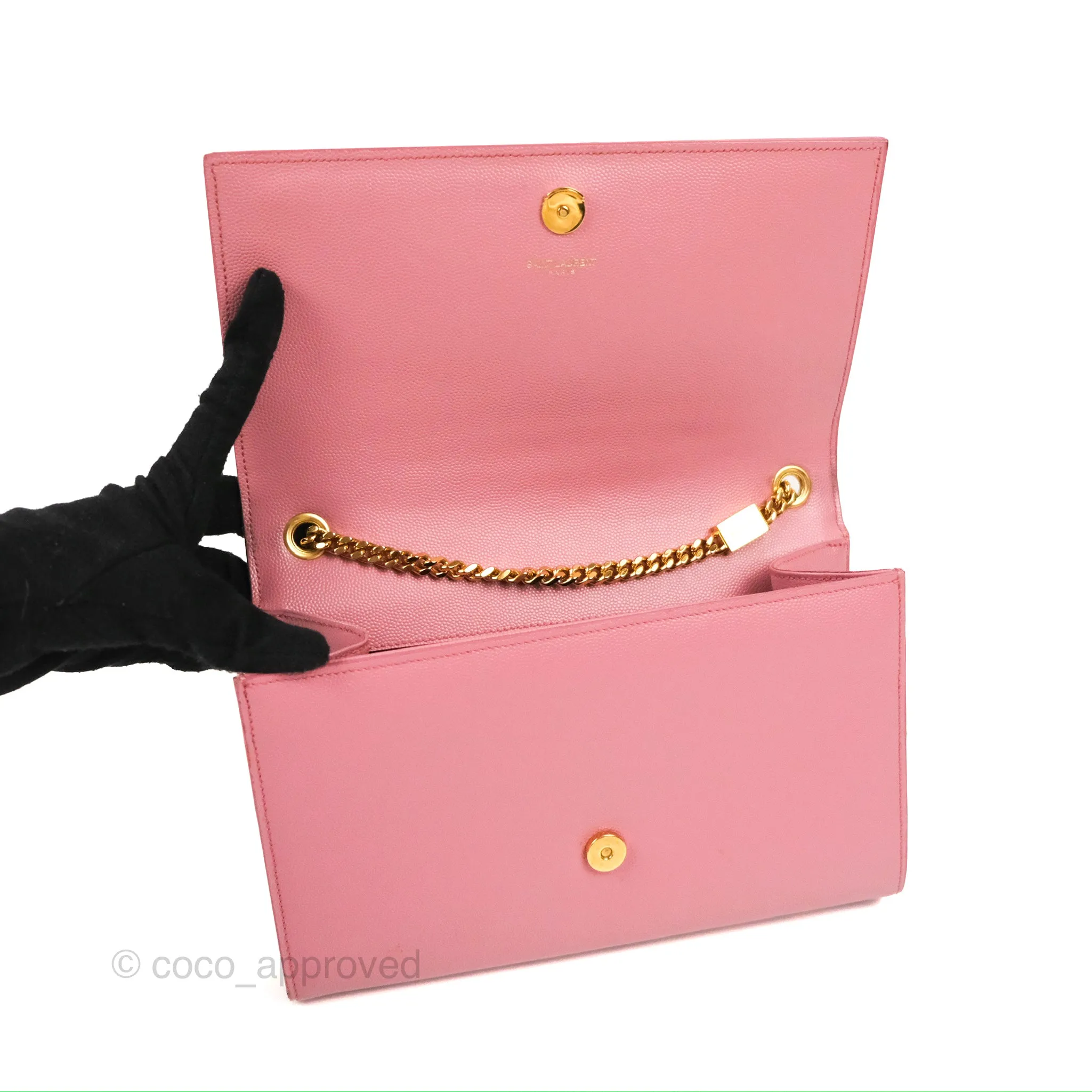 Saint Laurent Medium Classic Monogram Kate Pink Grained Calfskin